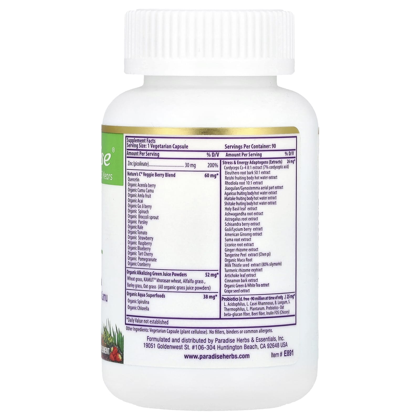 Paradise Herbs, Earth's Blend, Zinc Picolinate, 30 mg, 90 Vegetarian Capsules