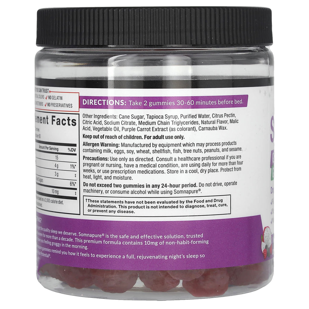 Force Factor, Somnapure®, Great Tasting Melatonin Gummies, Dream Berry, 120 Gummies (5 mg per Gummy)