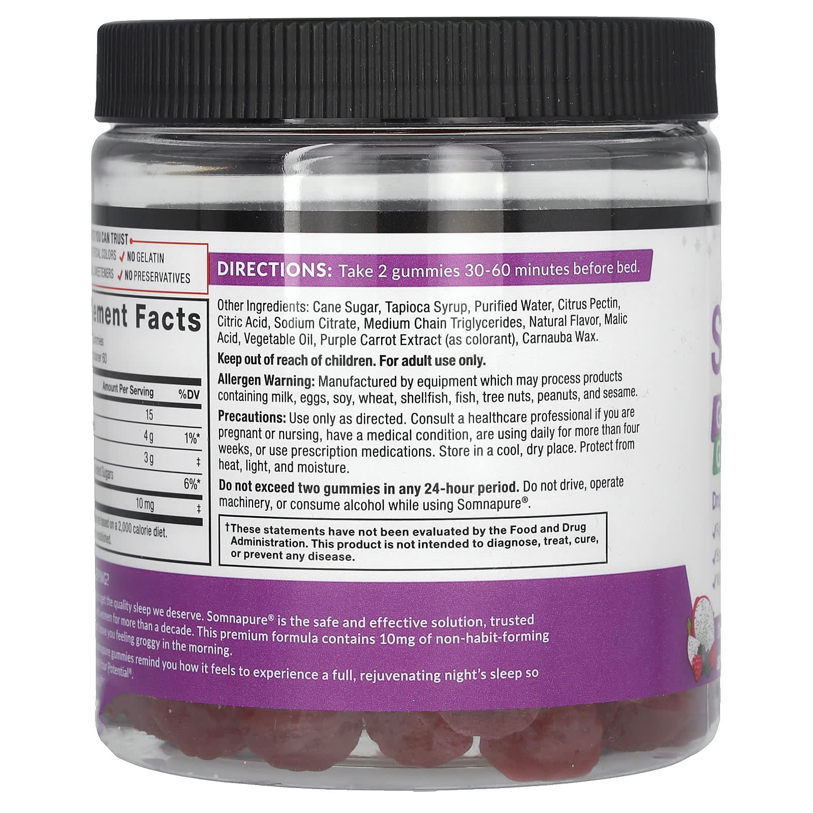Force Factor, Somnapure®, Great Tasting Melatonin Gummies, Dream Berry, 120 Gummies (5 mg per Gummy)