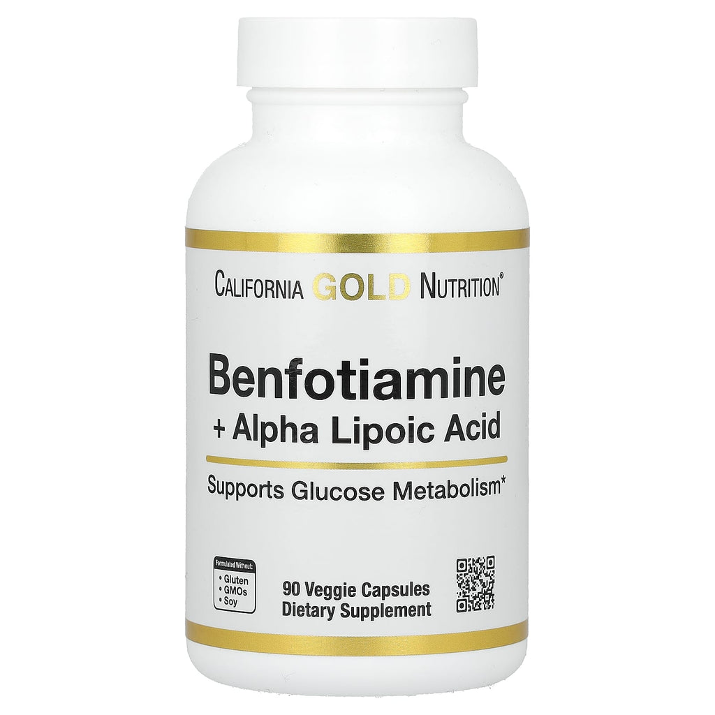 California Gold Nutrition, Benfotiamine + Alpha Lipoic Acid and L-Leucine, 90 Veggie Capsules