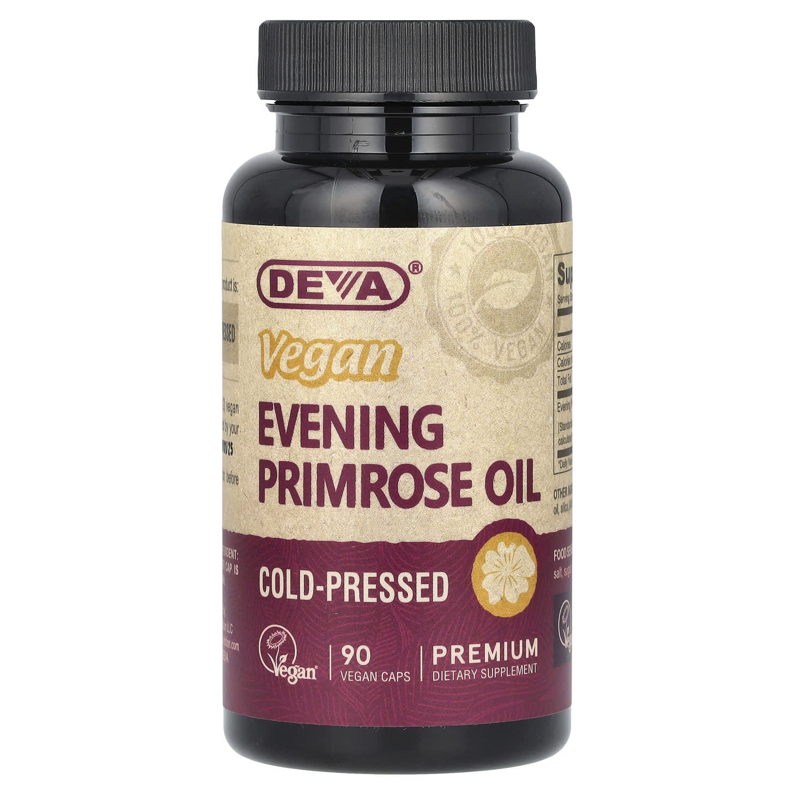 Deva, Vegan Evening Primrose Oil, 90 Vegan Caps (500 mg per Capsule)