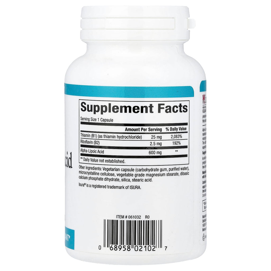 Natural Factors, Alpha-Lipoic Acid with B1 & B2, 60 Vegetarian Capsules