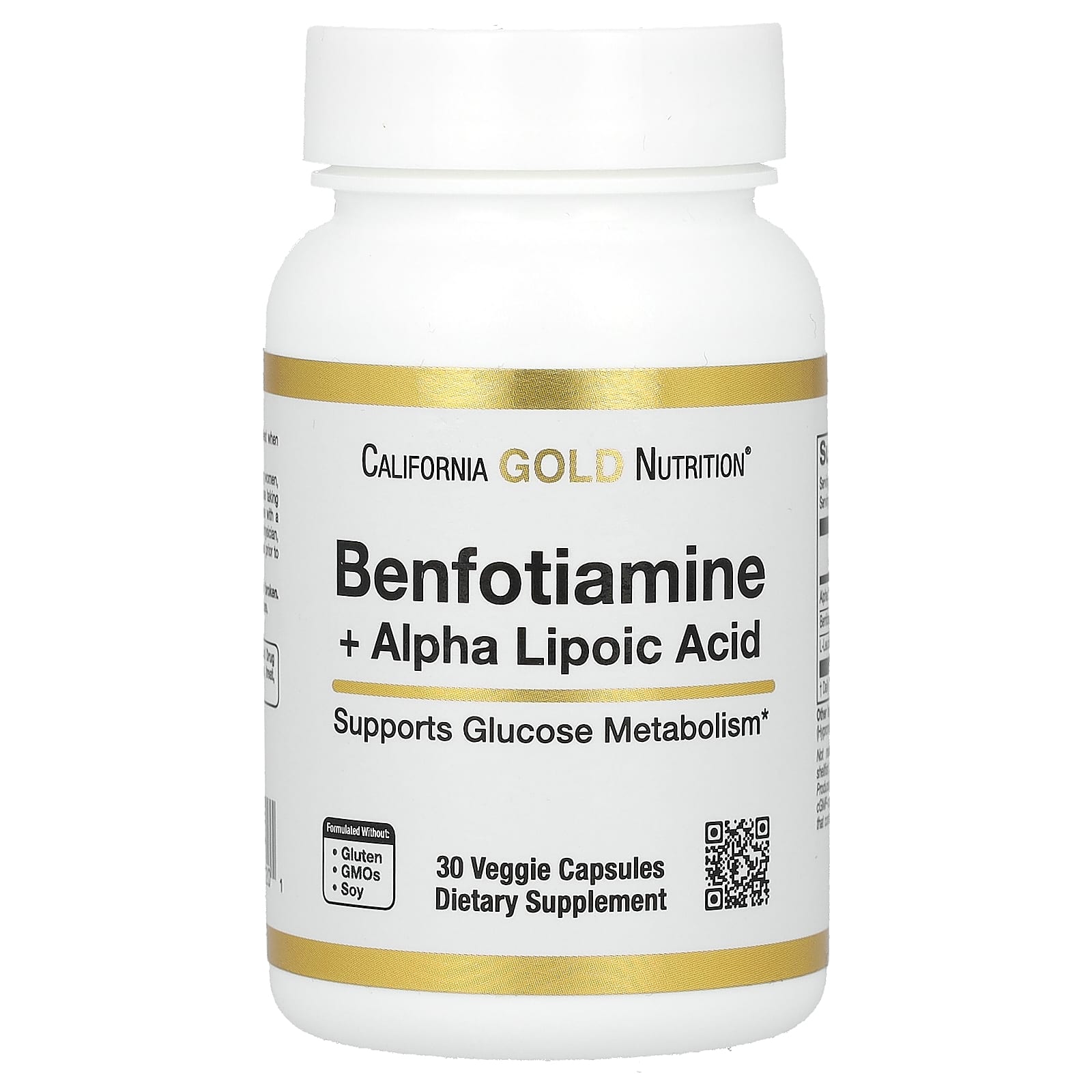 California Gold Nutrition, Benfotiamine + Alpha Lipoic Acid and L-Leucine, 30 Veggie Capsules