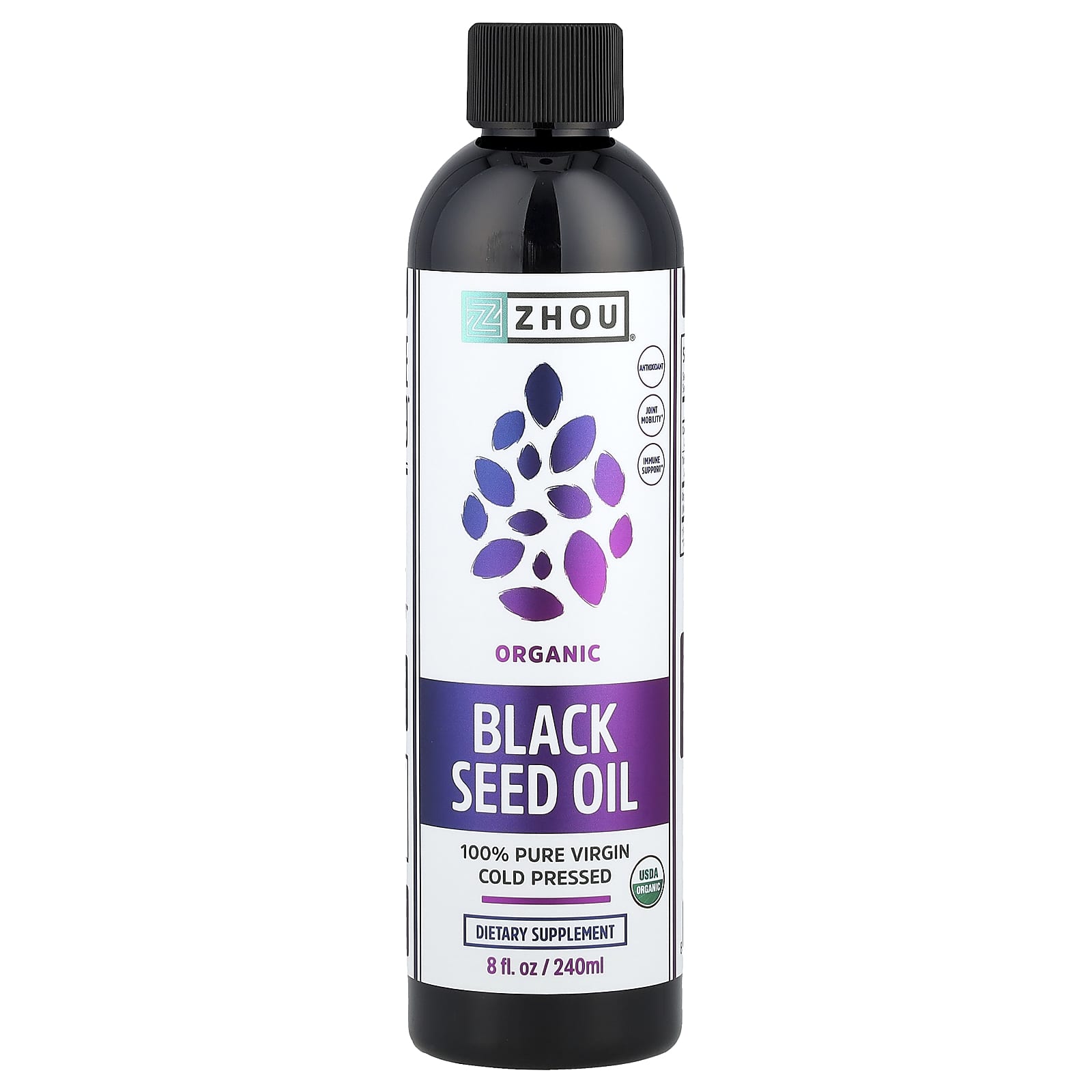 Zhou Nutrition, Organic Black Seed Oil, Cold Pressed, 8 fl oz (240 ml)