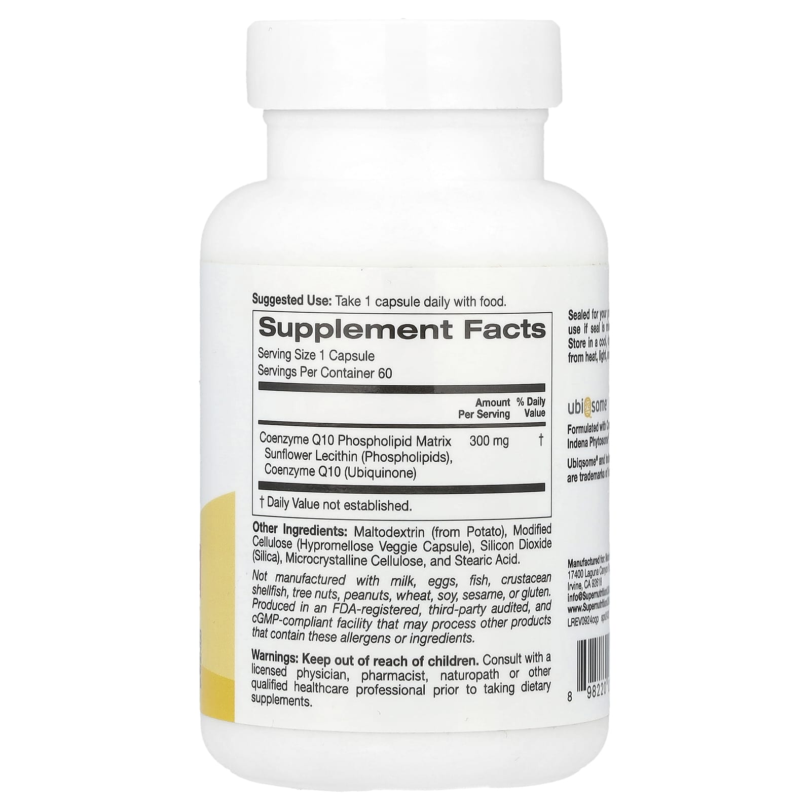 Super Nutrition, CoQ10 Phytosome, 300 mg, 60 Veggie Capsules