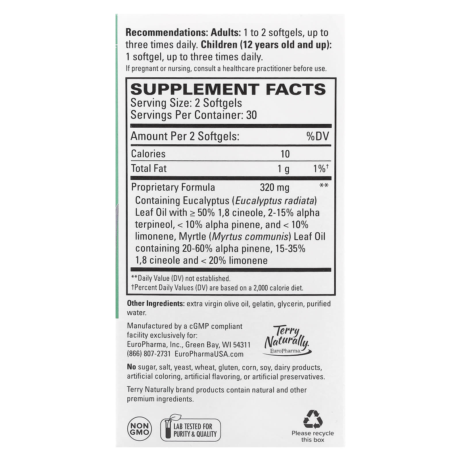 Terry Naturally, SinuCare™ with Eucalyptus, 60 Softgels