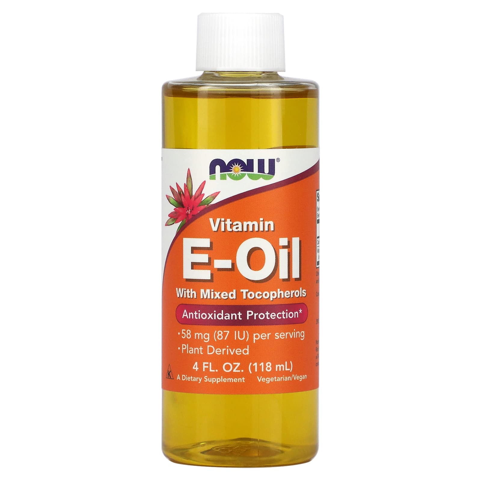 NOW Foods, Vitamin E-Oil with Mixed Tocopherols, 58 mg (87 IU), 4 fl oz (118 ml)