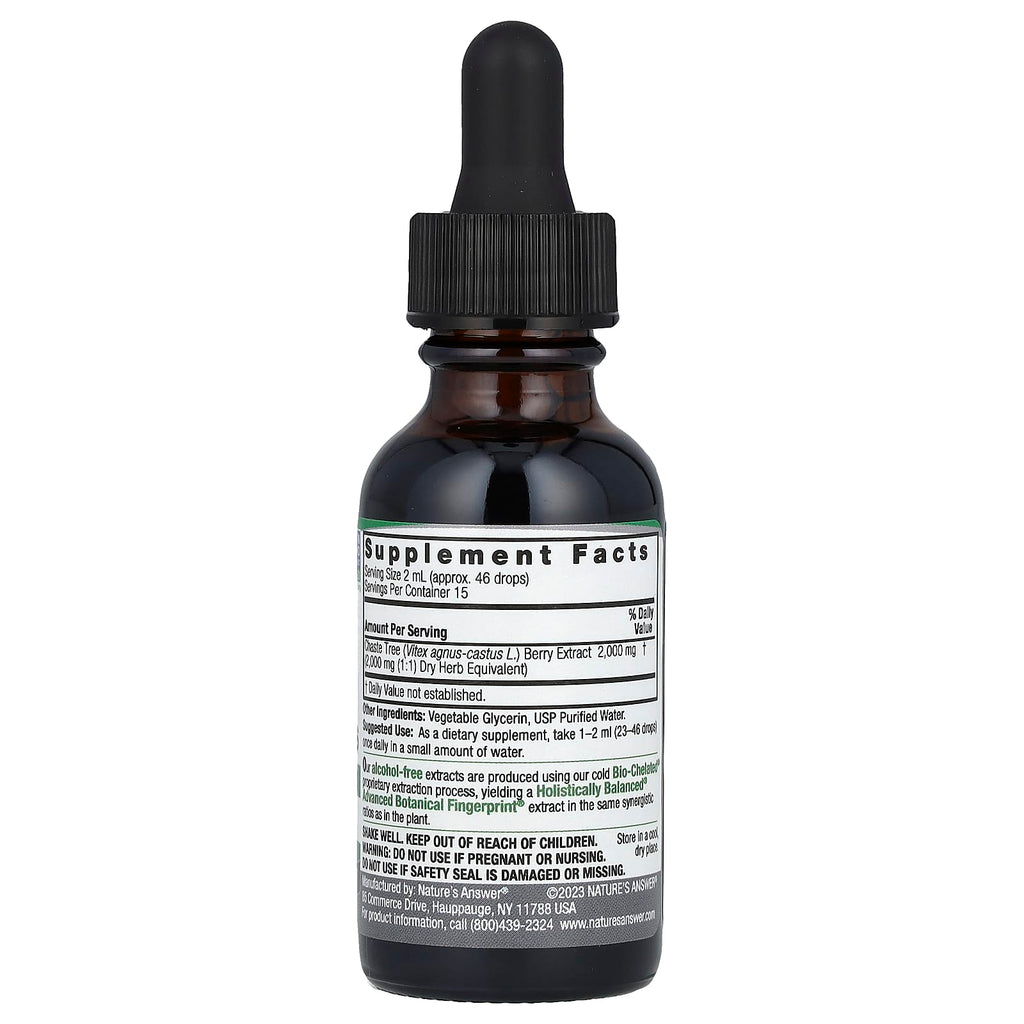 Nature's Answer, Chasteberry Vitex Agnus Castus, Fluid Extract, Alcohol-Free, 2,000 mg, 1 fl oz (30 ml)