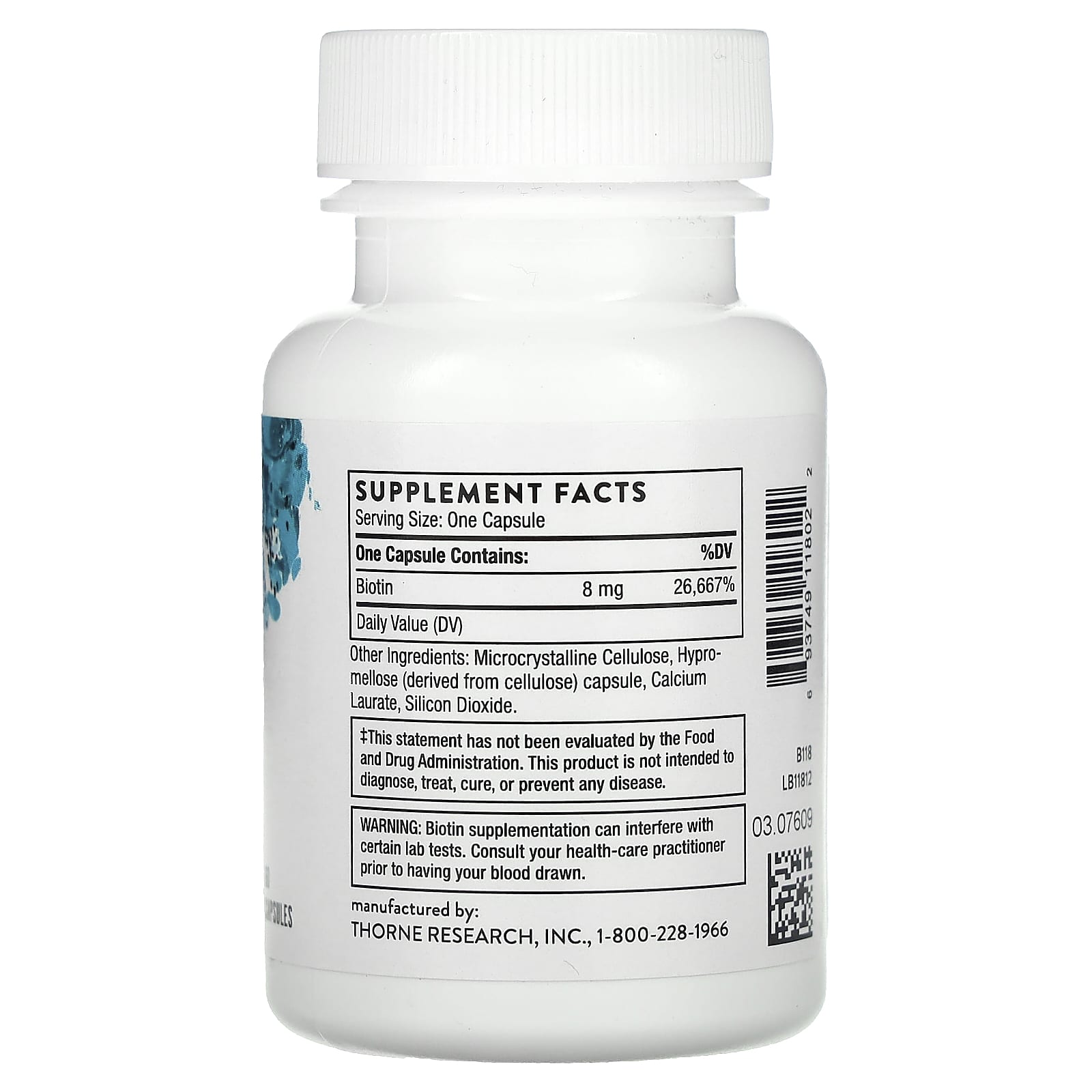 Thorne, Biotin, 8,000 mcg, 60 Capsules