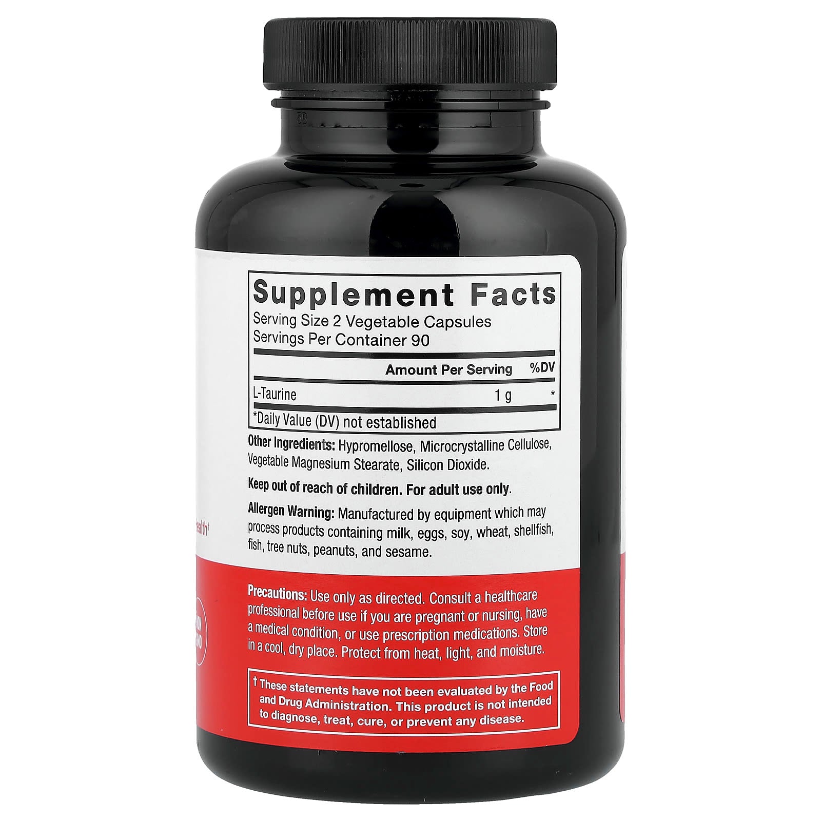 Force Factor, Taurine, 180 Vegetable Capsules (500 mg per Capsule)