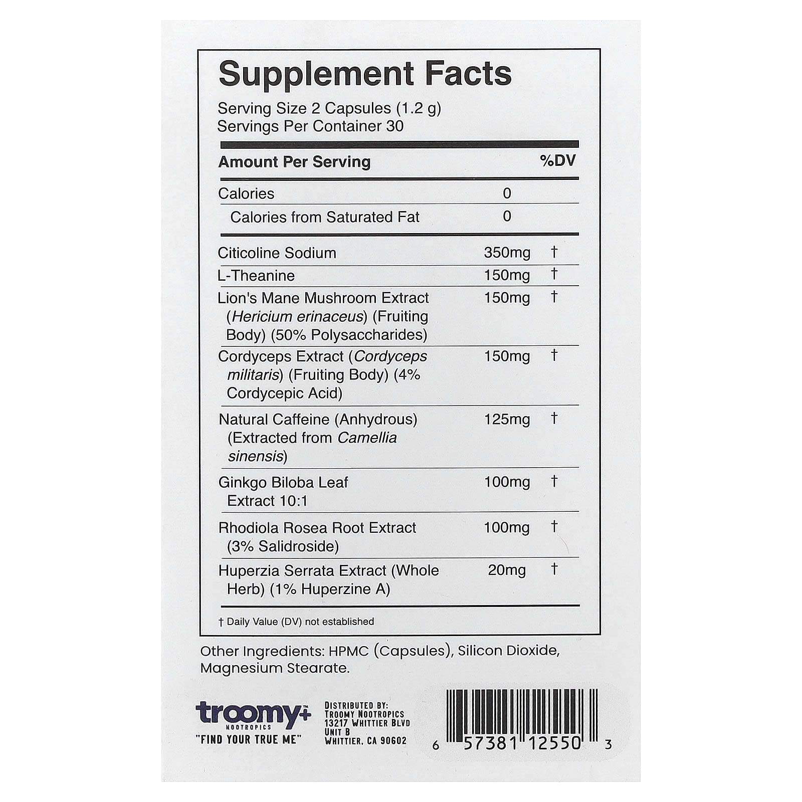 Troomy Nootropics, Brain Power, 60 Capsules