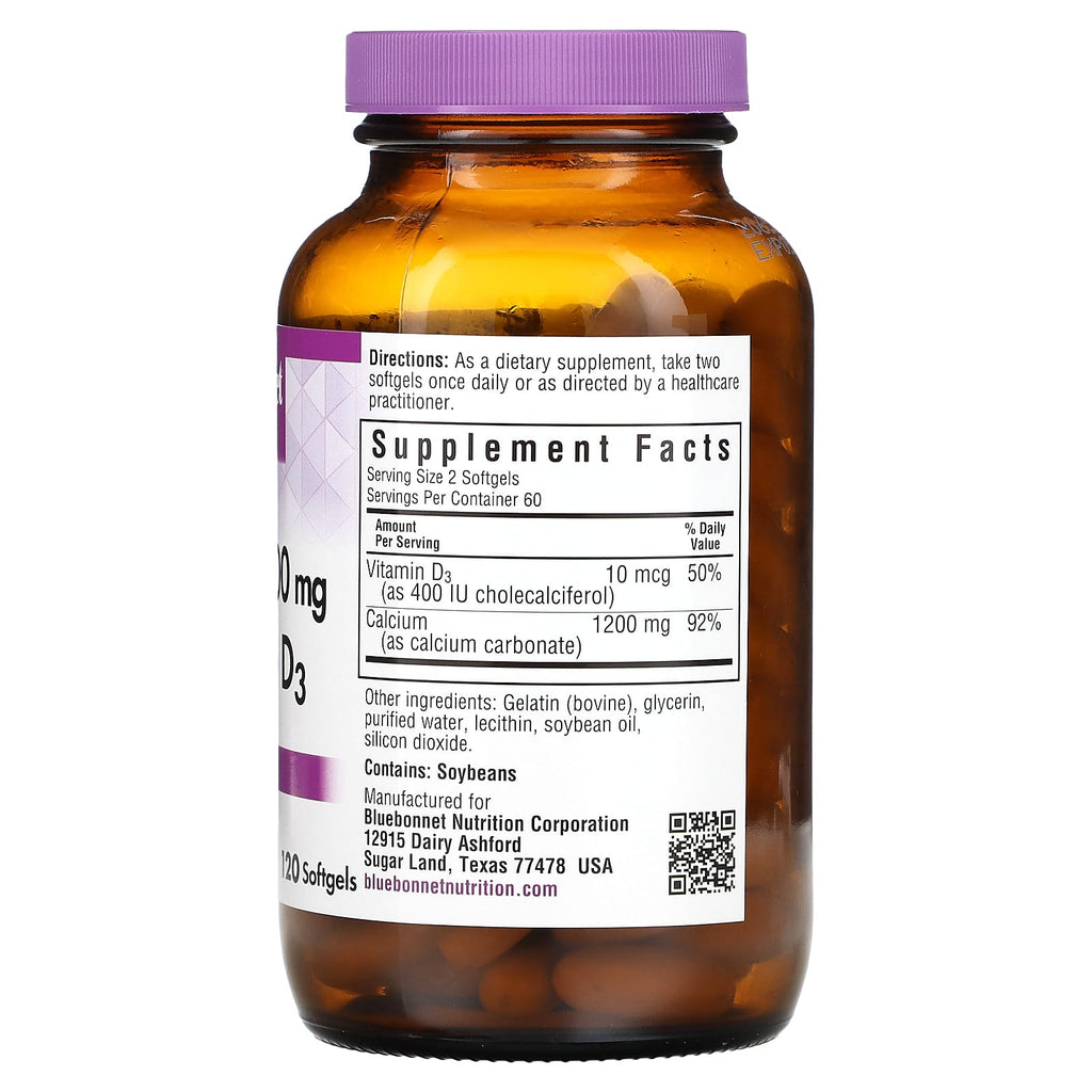 Bluebonnet Nutrition, Milk-Free Calcium & Vitamin D3, 120 Softgels
