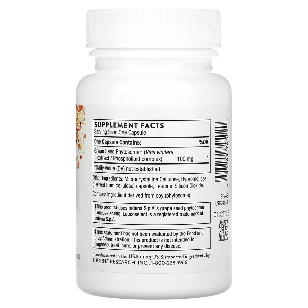 Thorne, Grape Seed Extract, 60 Capsules (100 mg per Capsule)
