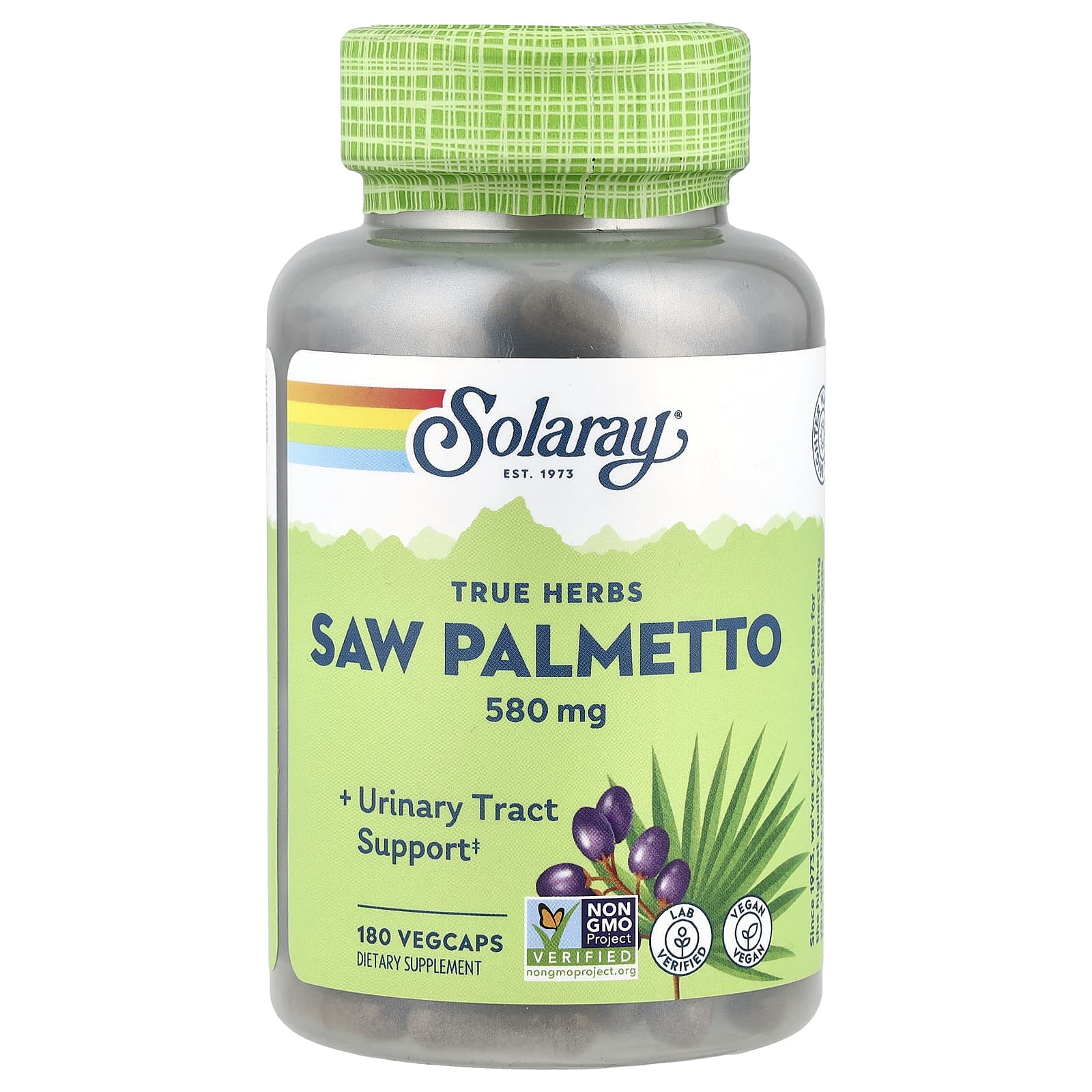 Solaray, True Herbs, Saw Palmetto, 580 mg, 180 VegCaps