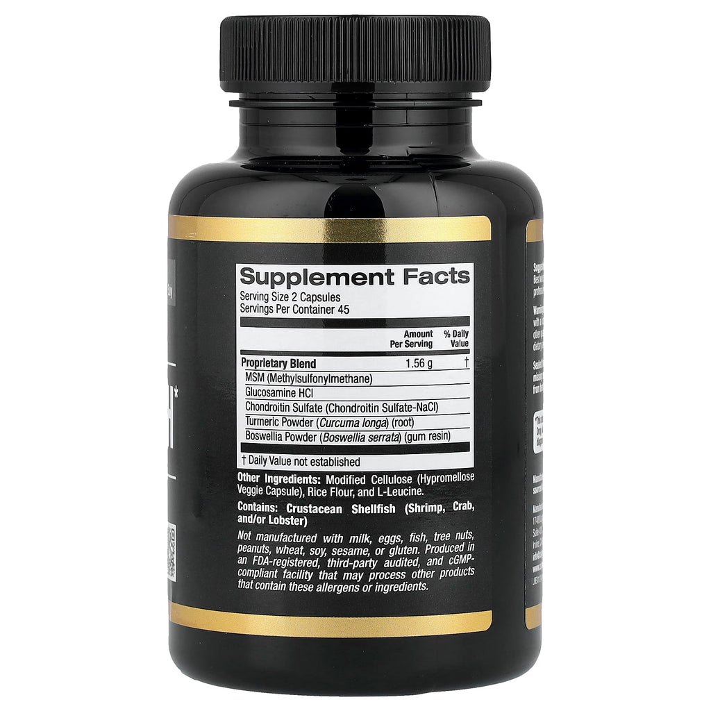 California Gold Nutrition, Sport, Joint Health with MSM, Glucosamine HCL, Chondroitin Sulfate, Turmeric and Boswellia, 90 Veggie Capsules