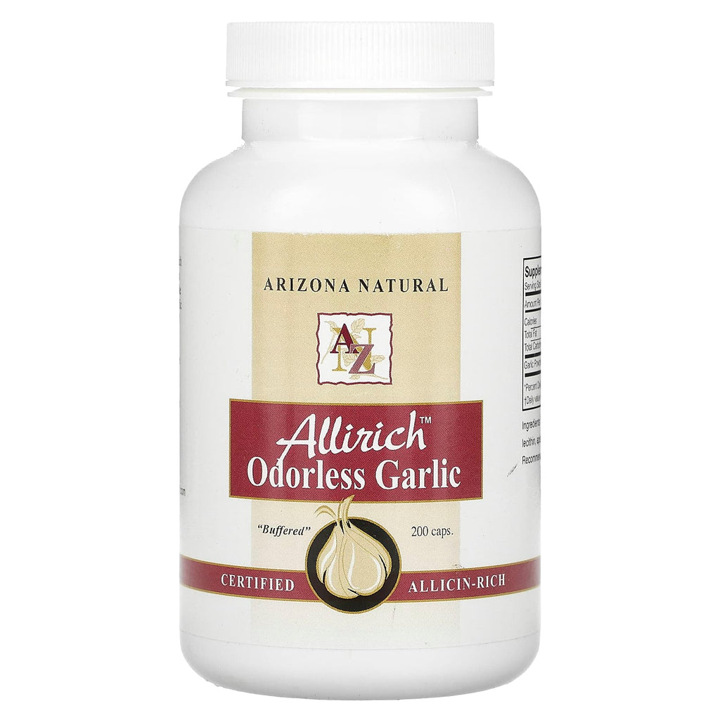Arizona Natural, Allirich, Odorless Garlic, 200 Caps (85 mg Per Capsule)
