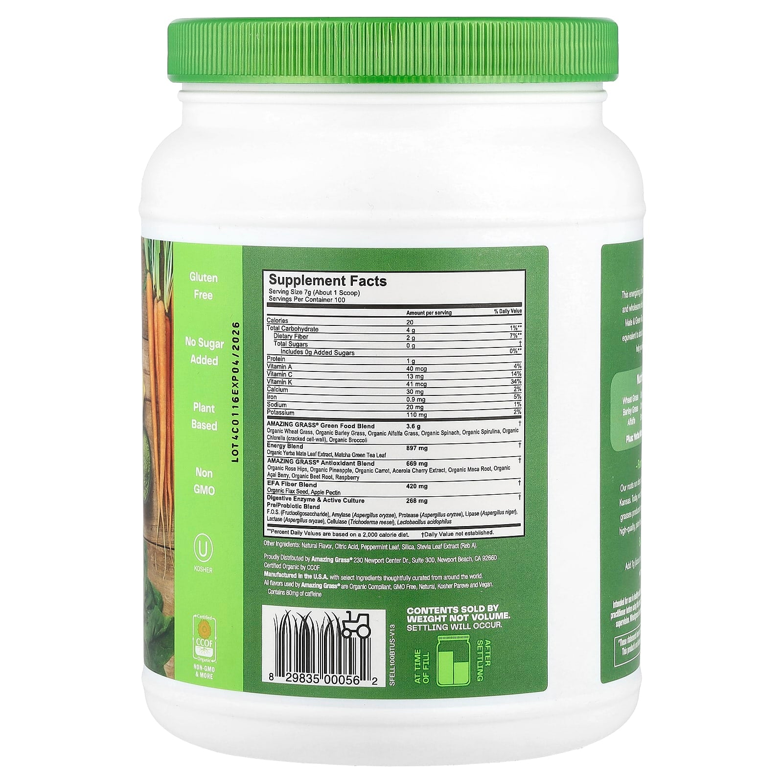 Amazing Grass, Greens Blend, Energy, Lemon-Lime, 1.54 lb (700 g)
