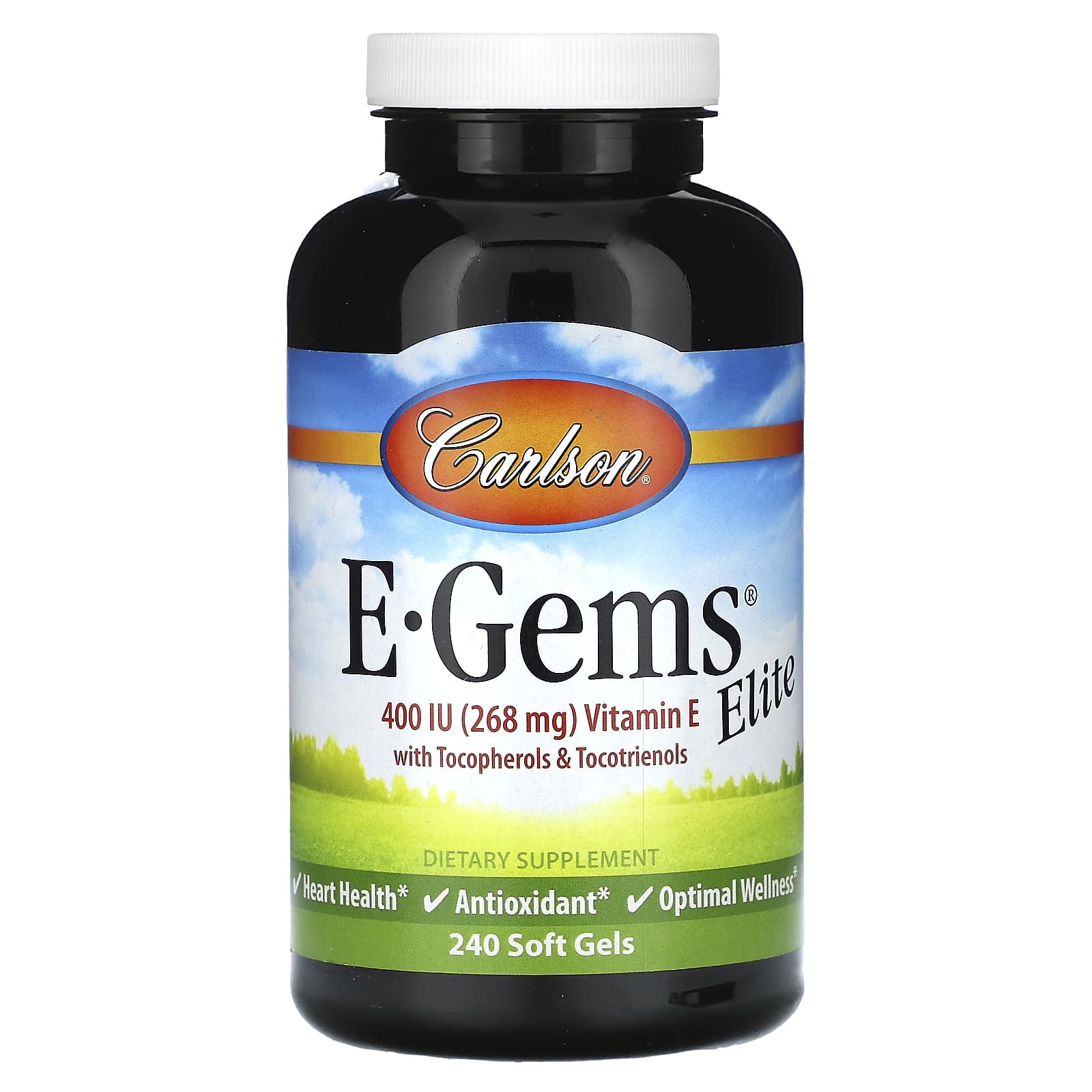 Carlson, E-Gems Elite, Vitamin E with Tocopherols & Tocotrienols, 268 mg (400 IU), 240 Soft Gels