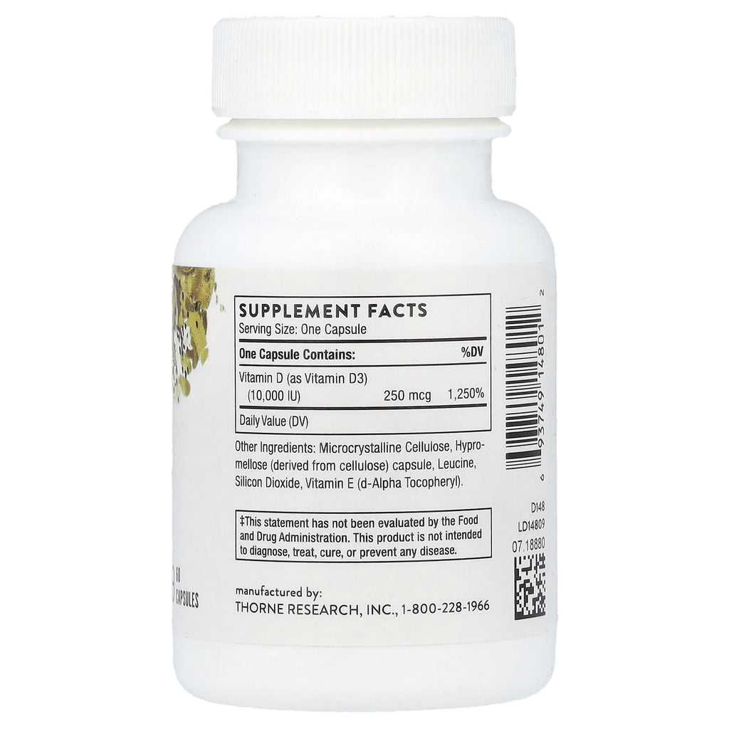 Thorne, D-10,000, 60 Capsules (250 mcg per Capsule)