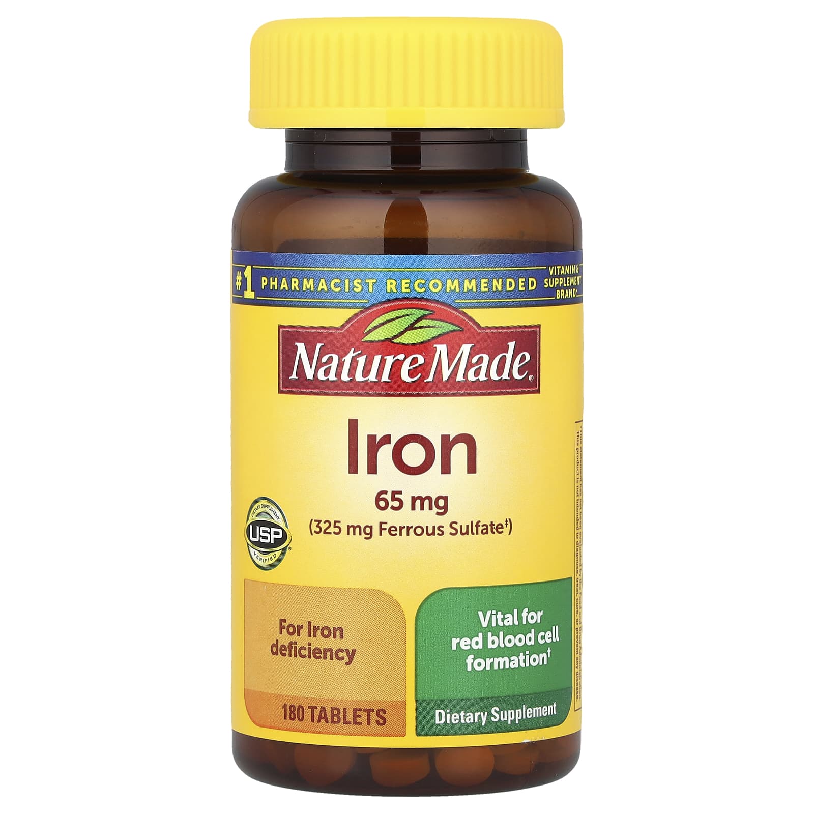 Nature Made, Iron, 65 mg, 180 Tablets