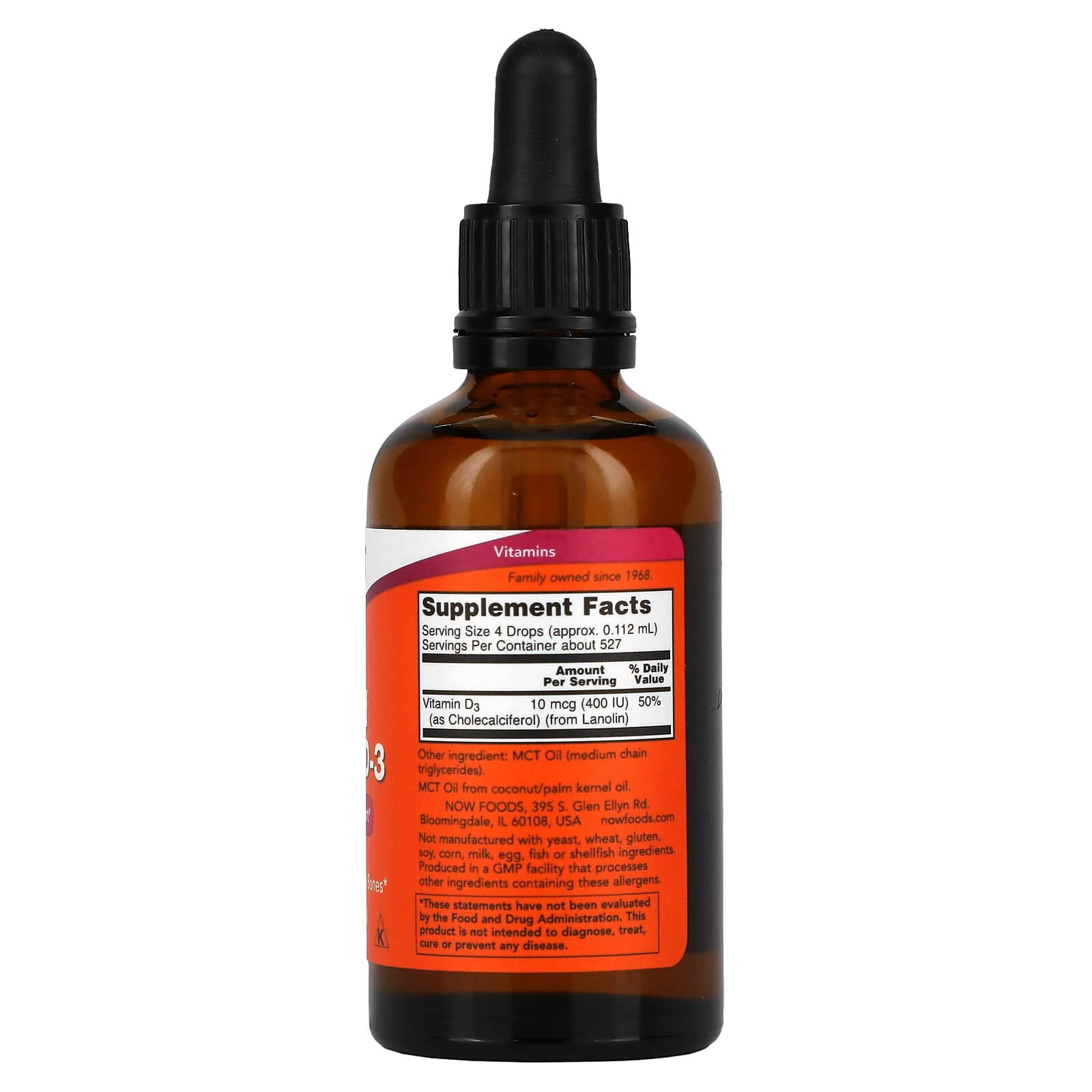 NOW Foods, Liquid Vitamin D-3, 2 fl oz (59 ml)