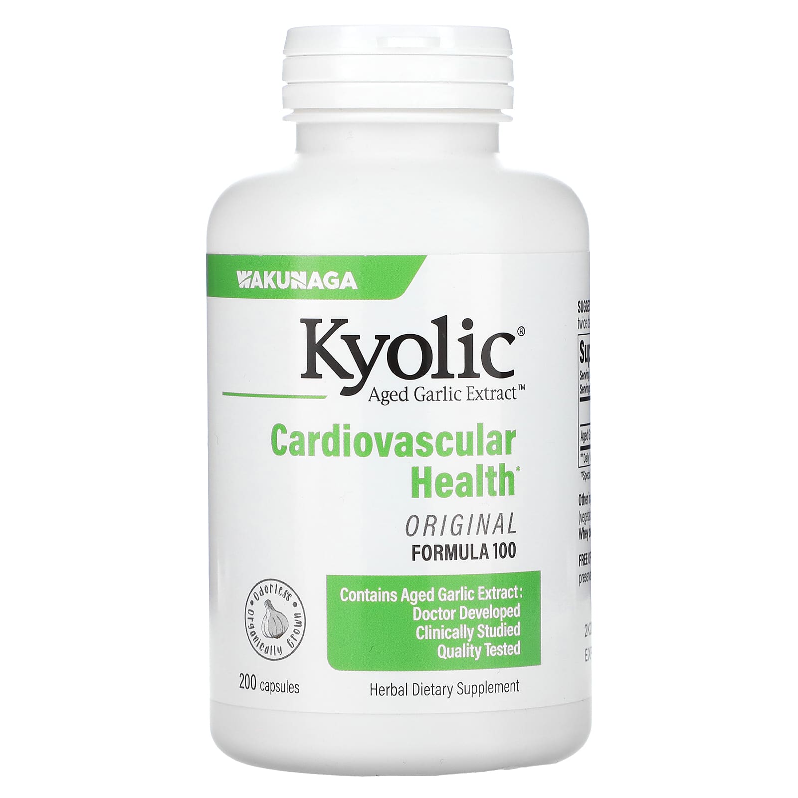 Kyolic, Aged Garlic Extract, Cardiovascular Health, Original Formula 100, 200 Capsules (300 mg per Capsule)