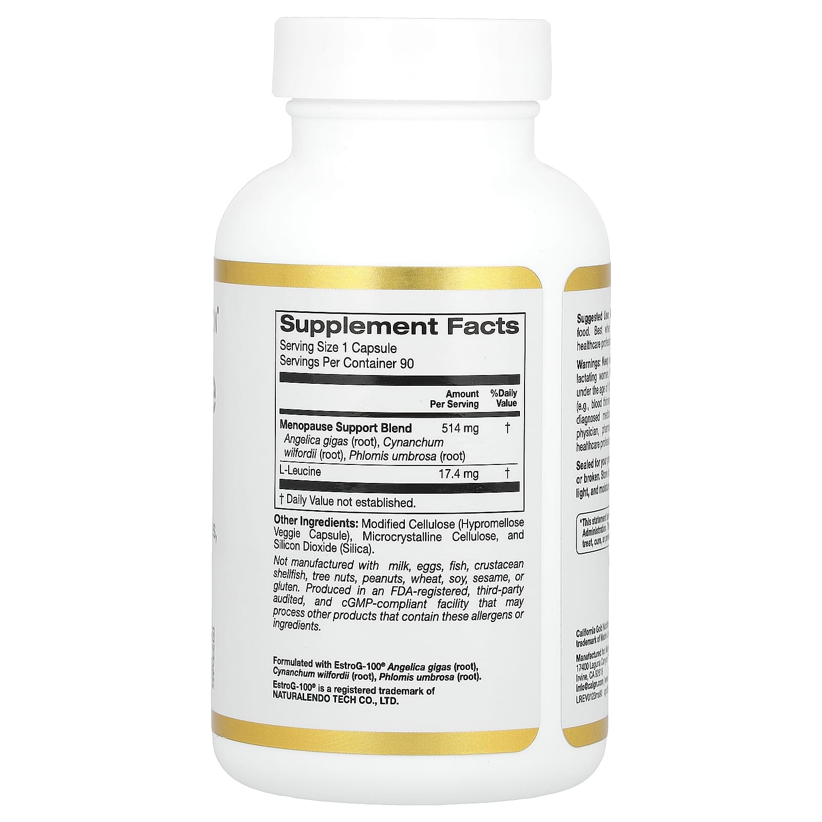 California Gold Nutrition, Menopause Support with Angelica gigas, Cynanchum wilfordii, Phlomis umbrosa and L-Leucine, 90 Veggie Capsules