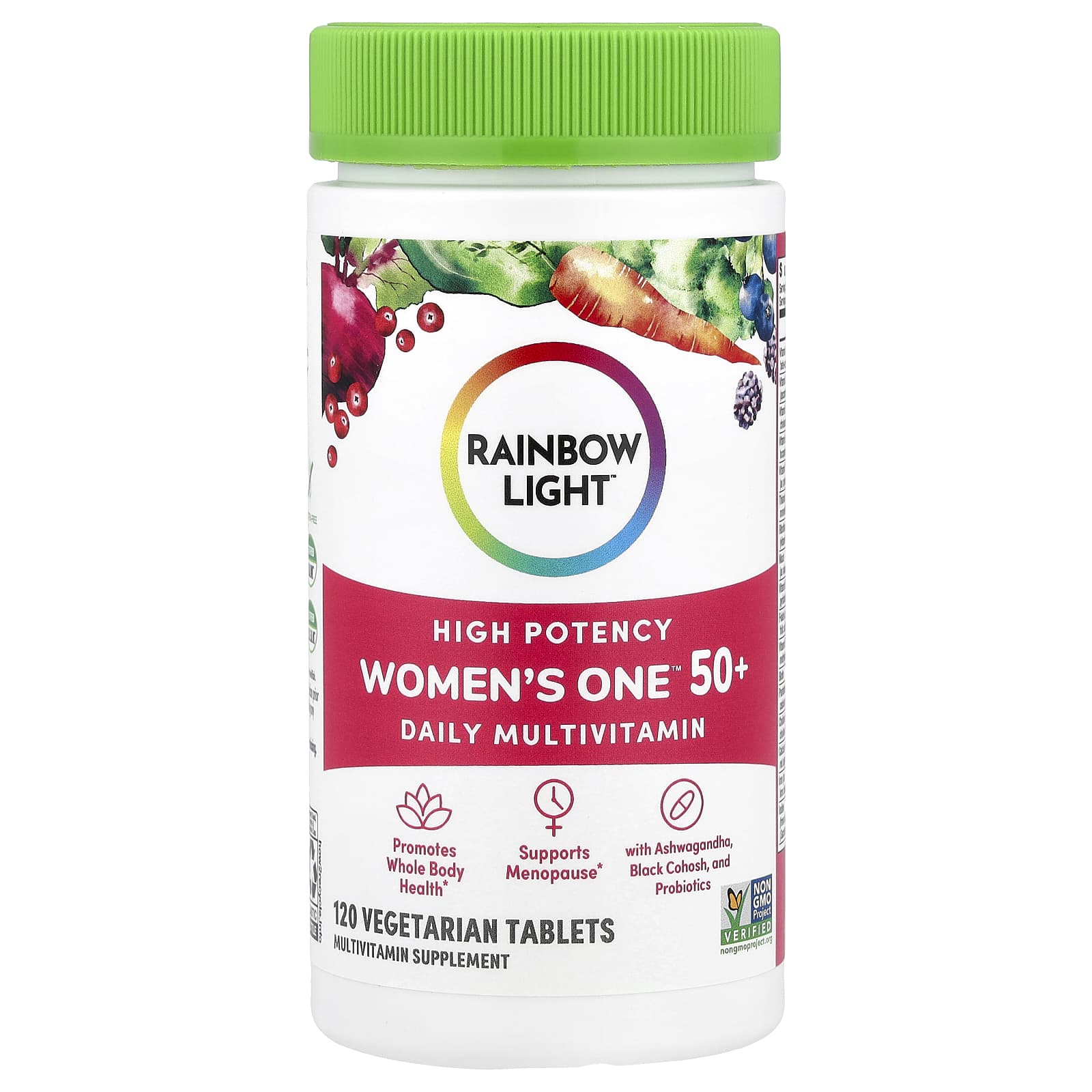 Rainbow Light, Women's One™ 50+ Daily Multivitamin, High Potency, 120 Vegetarian Tablets