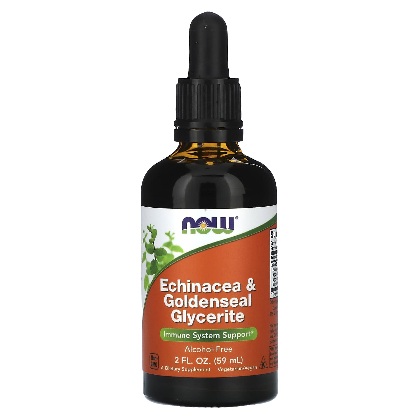 NOW Foods, Echinacea & Goldenseal Glycerite, Alcohol-Free, 2 fl oz (59 ml)