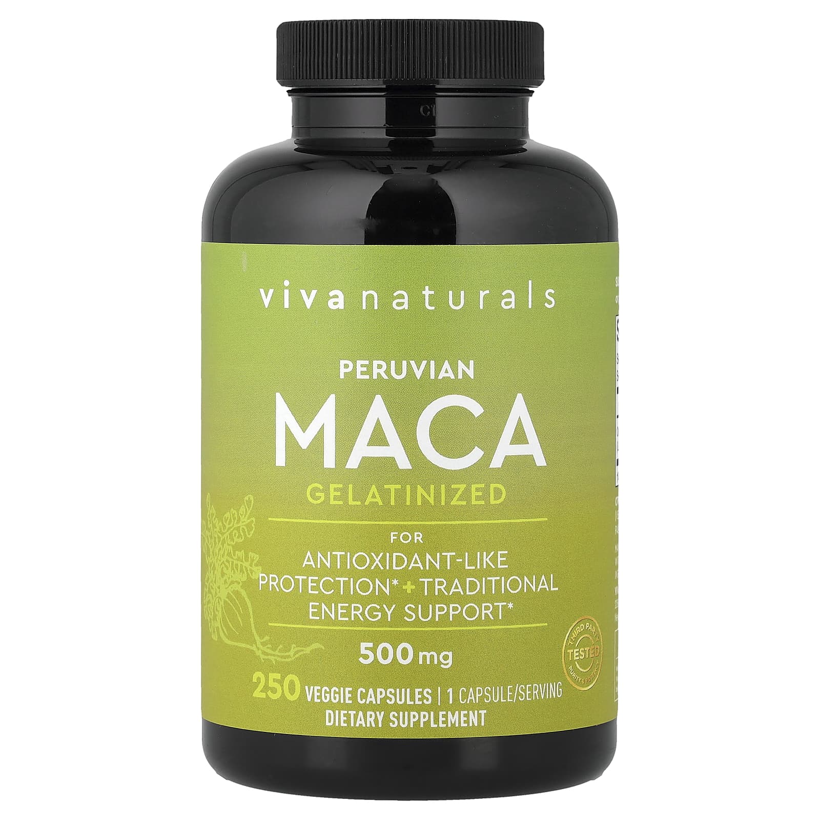 Viva Naturals, Peruvian Maca, Gelatinized, 500 mg, 250 Veggie Capsules