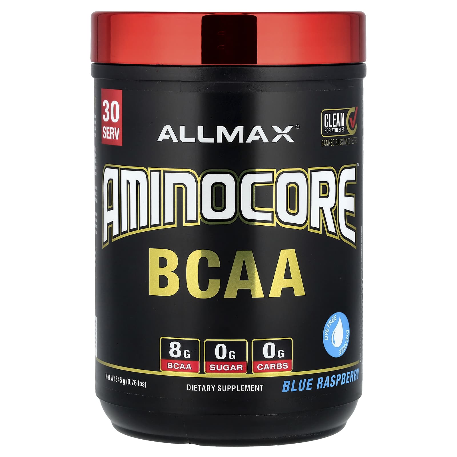 ALLMAX, AMINOCORE™ BCAA, Blue Raspberry, 0.76 lbs (345 g)