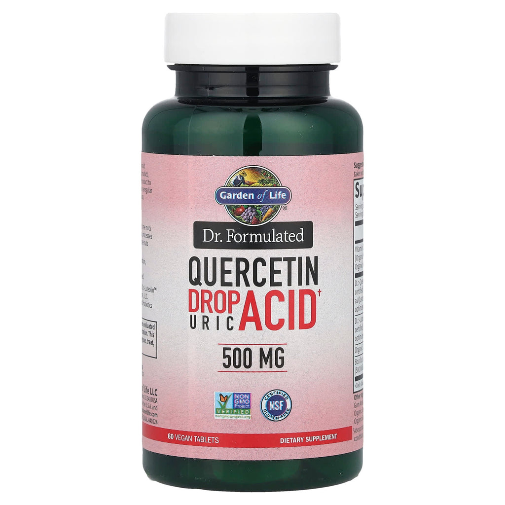 Garden of Life, Dr. Formulated, Quercetin Drop Uric Acid, 500 mg, 60 Vegan Tablets