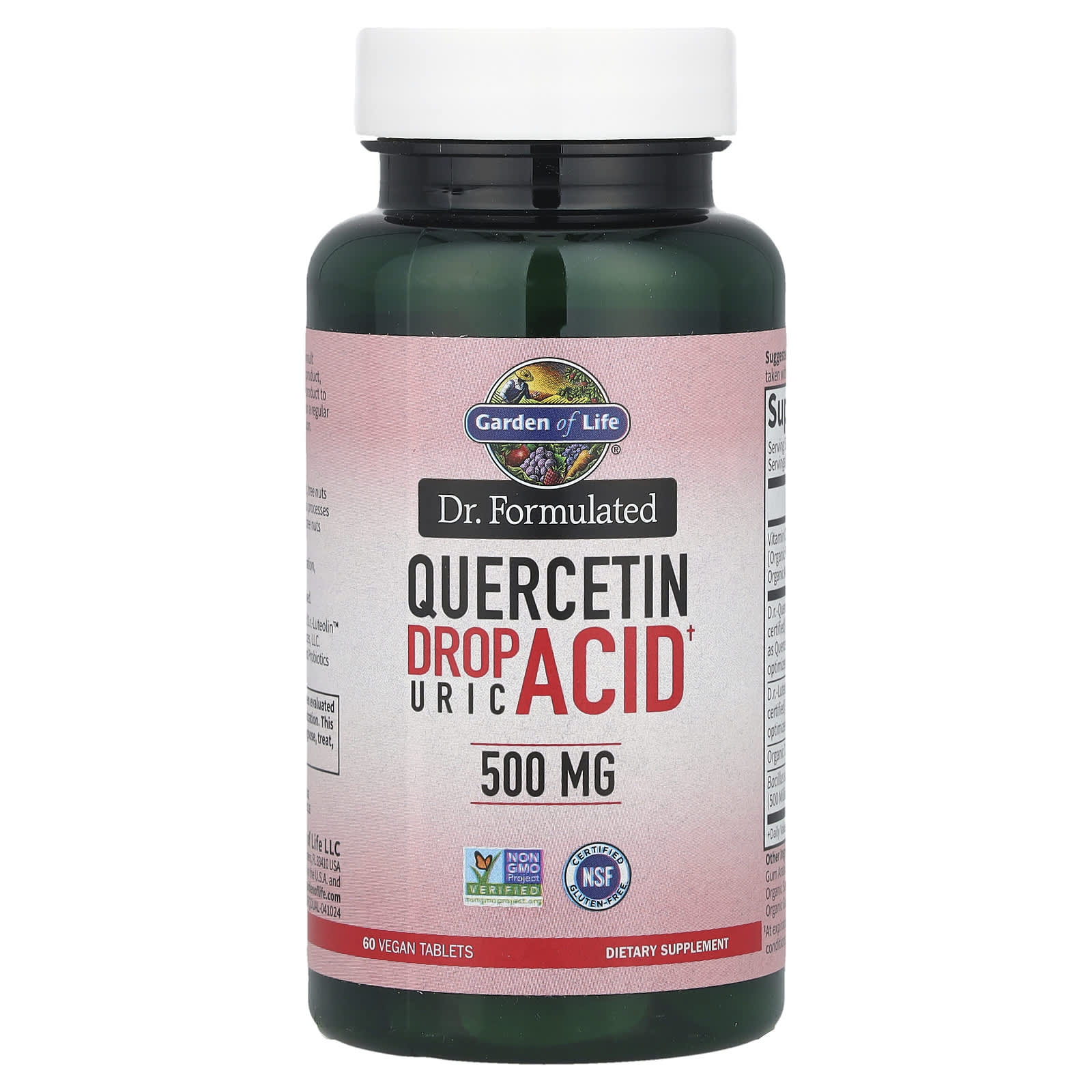 Garden of Life, Dr. Formulated, Quercetin Drop Uric Acid, 500 mg, 60 Vegan Tablets