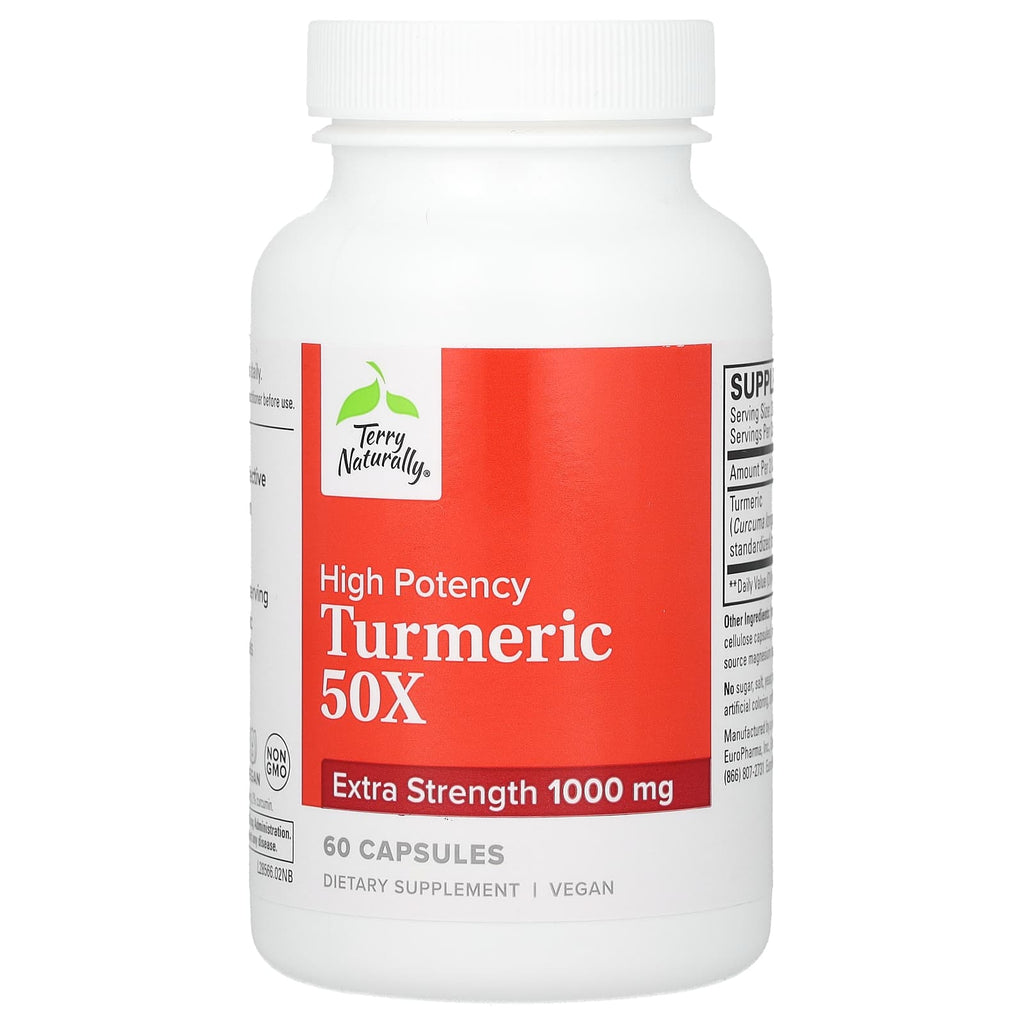 Terry Naturally, Turmeric 50X, High Potency, 60 Capsules (500 mg per Capsule)