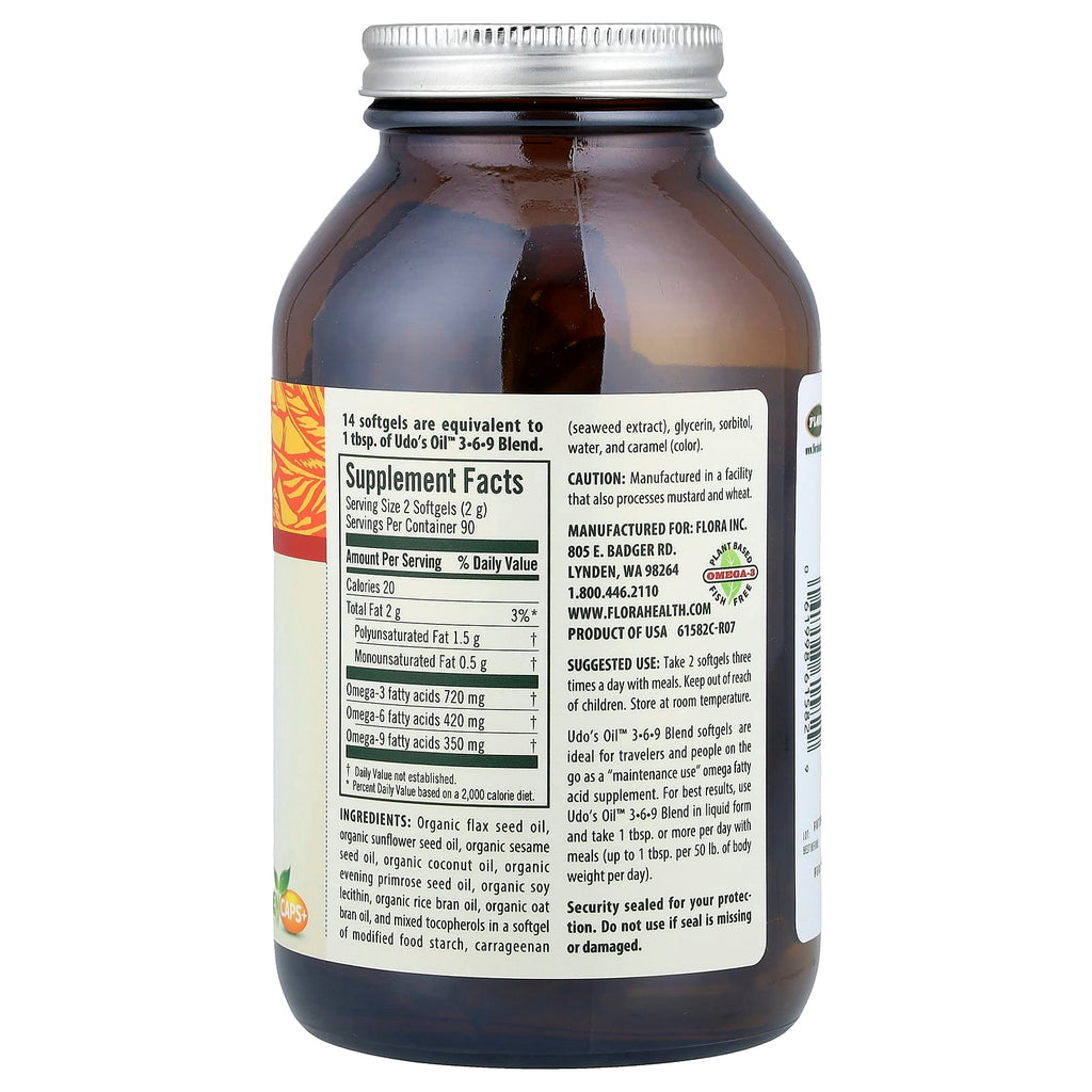 Flora, Udo's Choice®, Udo's Oil™ 3-6-9 Blend, 180 Vegetarian Softgels