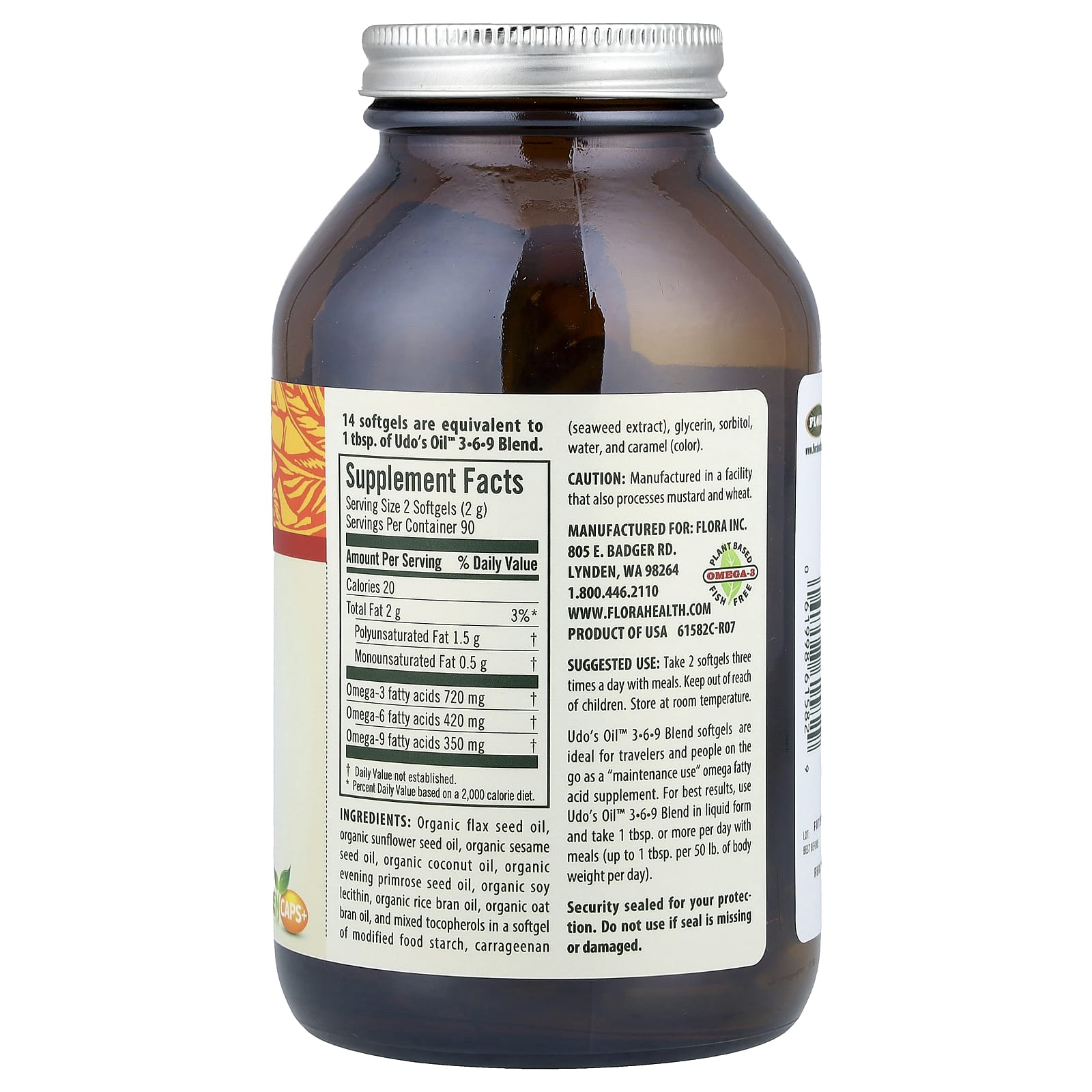 Flora, Udo's Choice®, Udo's Oil™ 3-6-9 Blend, 180 Vegetarian Softgels