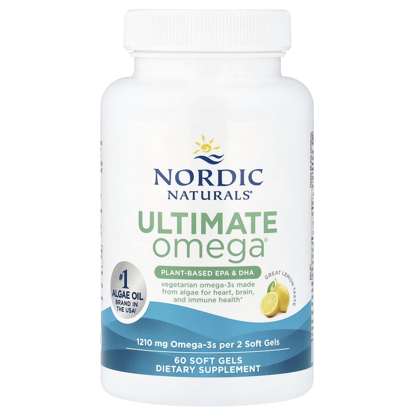 Nordic Naturals, Ultimate Omega®, Plant-Based EPA & DHA, Lemon, 60 Soft Gels (605 mg Per softgel)