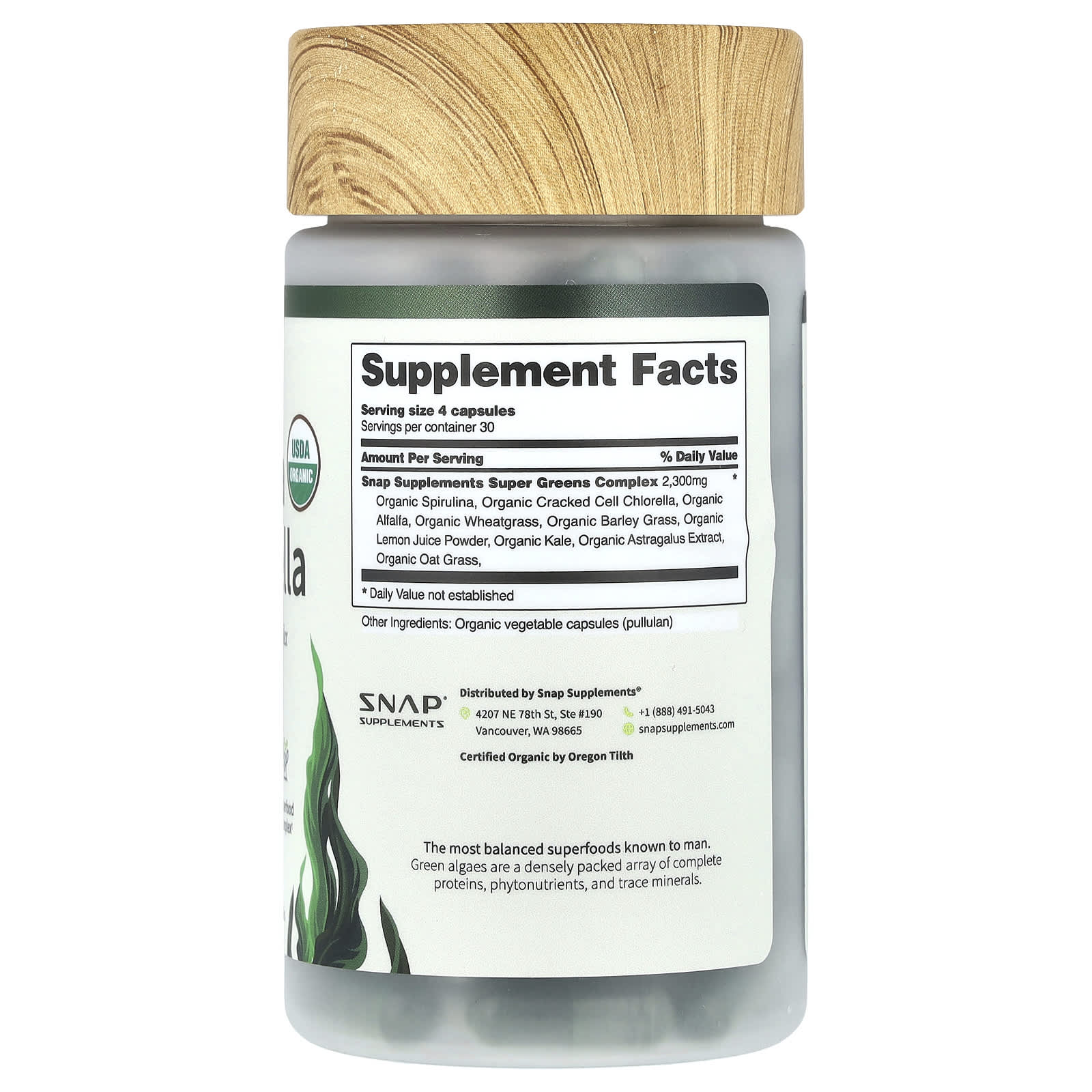 Snap Supplements, Spirulina & Chlorella, 120 Capsules
