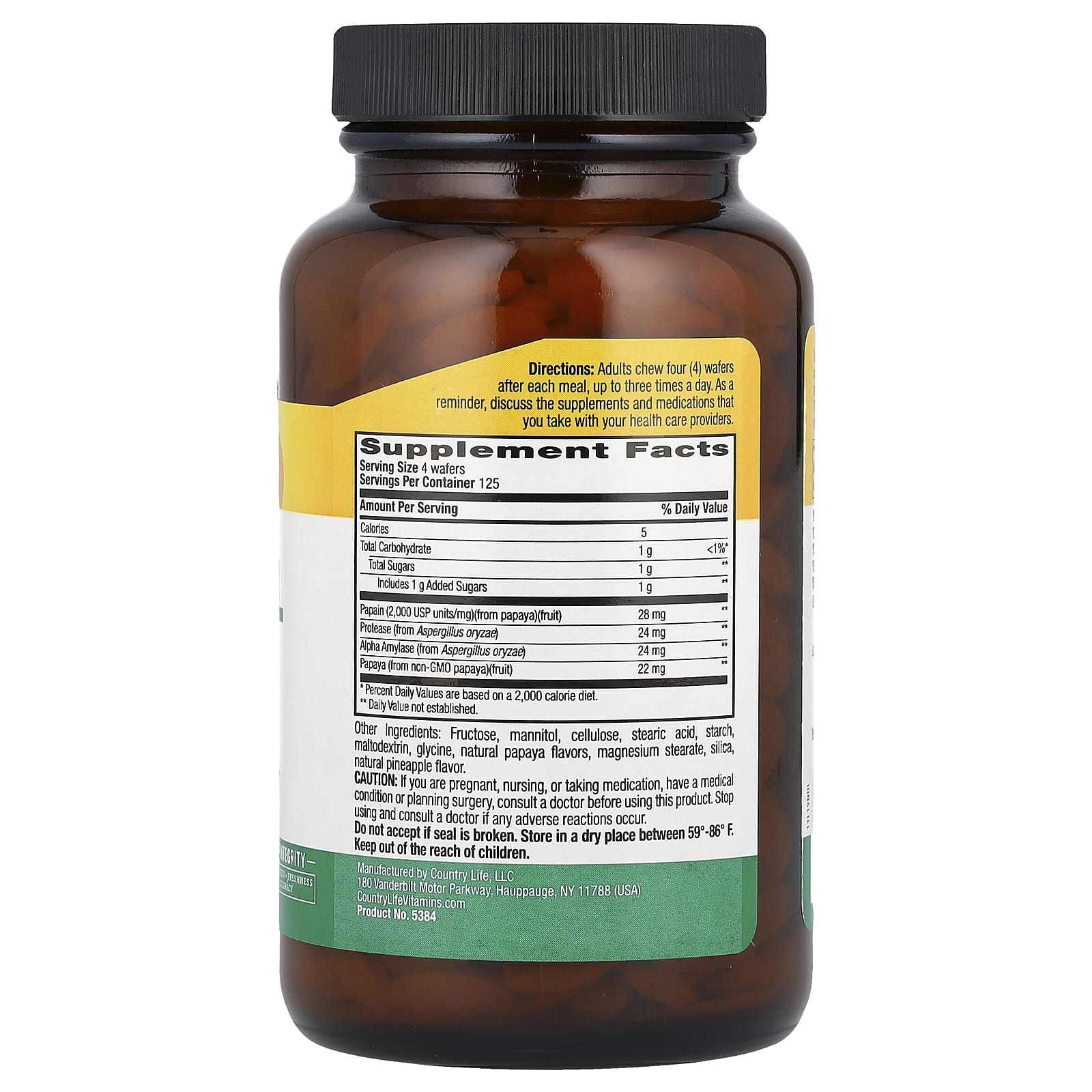 Country Life, Tropical Papaya, 500 Chewable Wafers
