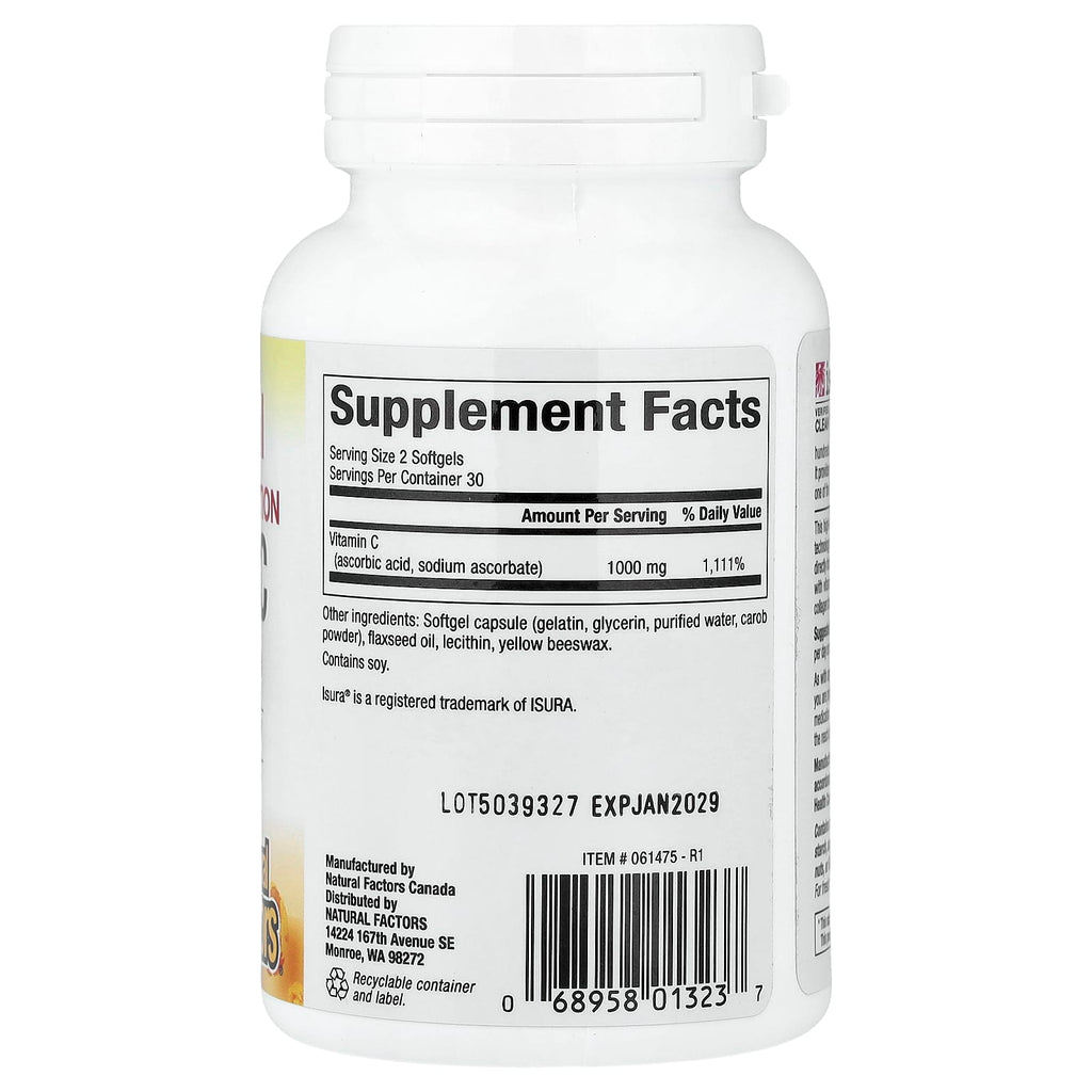 Natural Factors, Liposomal Vitamin C, 60 Softgels (500 mg per Softgel)