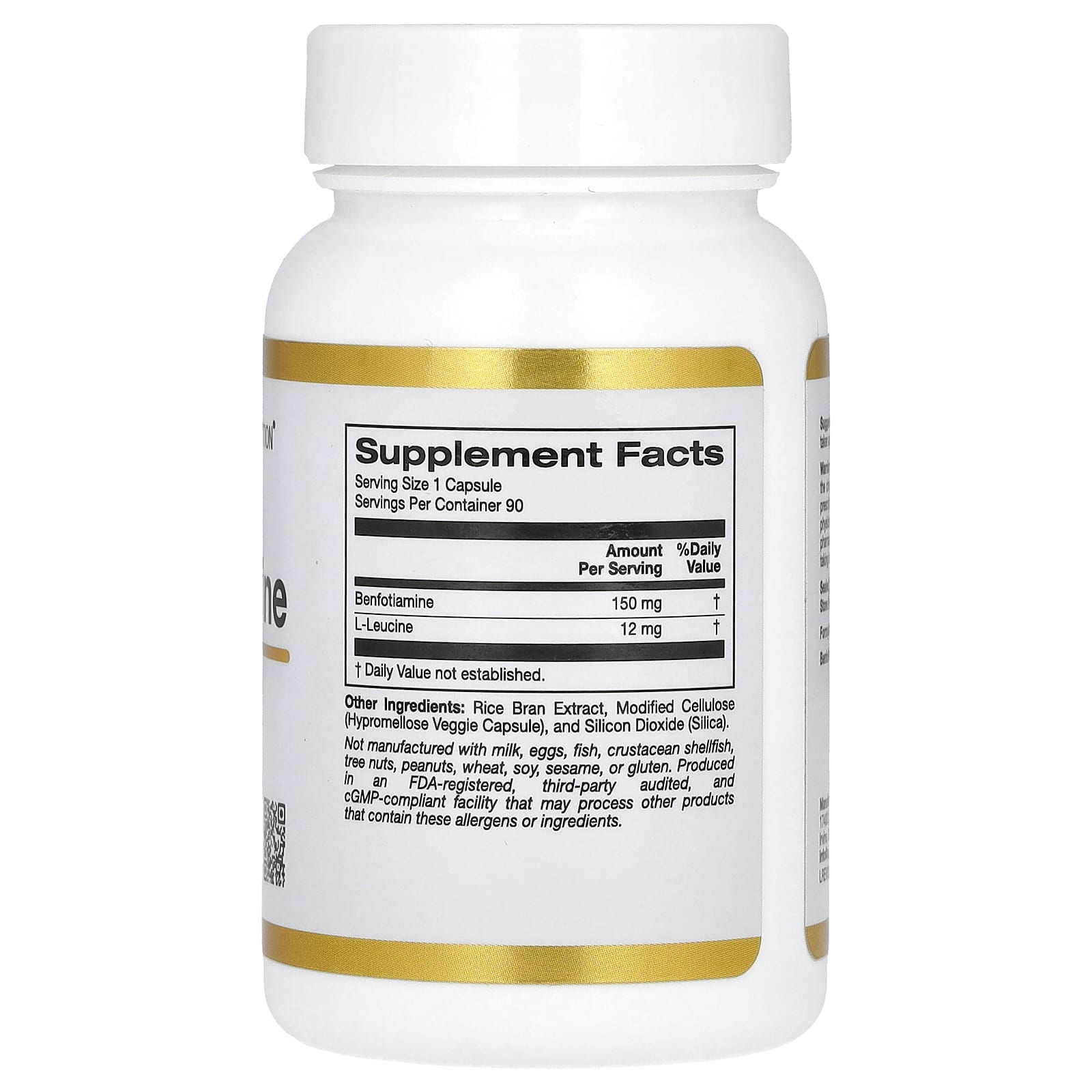 California Gold Nutrition, Benfotiamine with L-Leucine, 150 mg, 90 Veggie Capsules