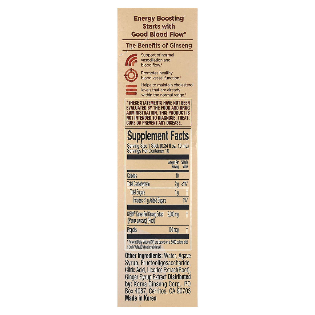JungKwanJang, Korean Red Ginseng Extract, Everytime, 10 Sticks, 0.34 fl oz (10 ml) Each