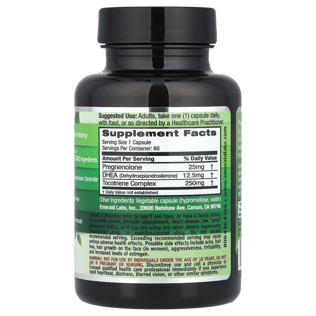 Emerald Laboratories, Pregnenolone + DHEA, 60 Vegetable Capsules