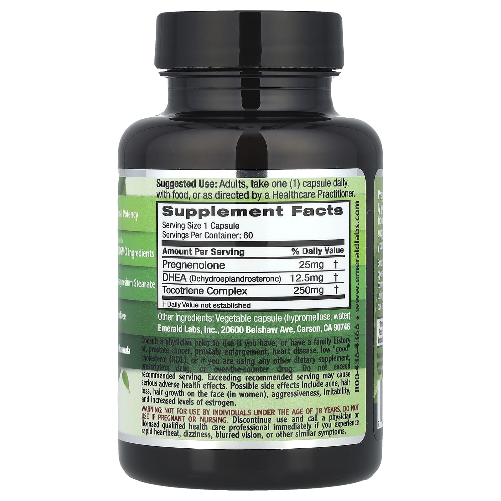 Emerald Laboratories, Pregnenolone + DHEA, 60 Vegetable Capsules