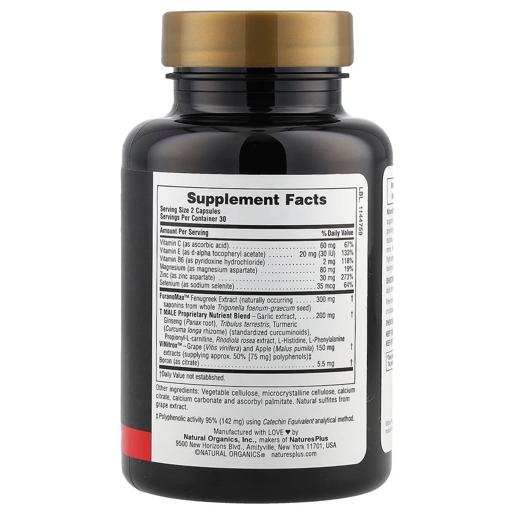 NaturesPlus, T Male®, Testosterone Boost For Men, 60 Vegetarian Capsules