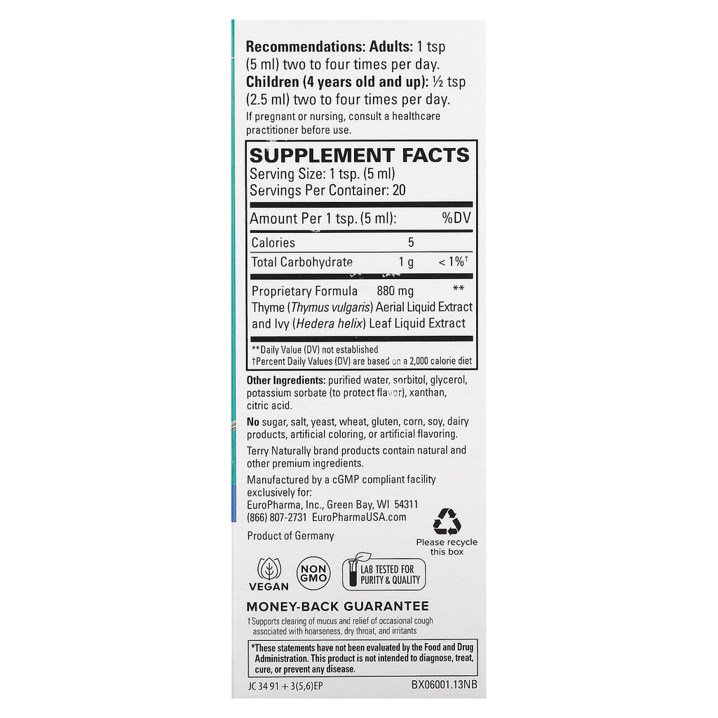 Terry Naturally, Bronchial Clear Syrup, 3.4 fl oz (100 ml)