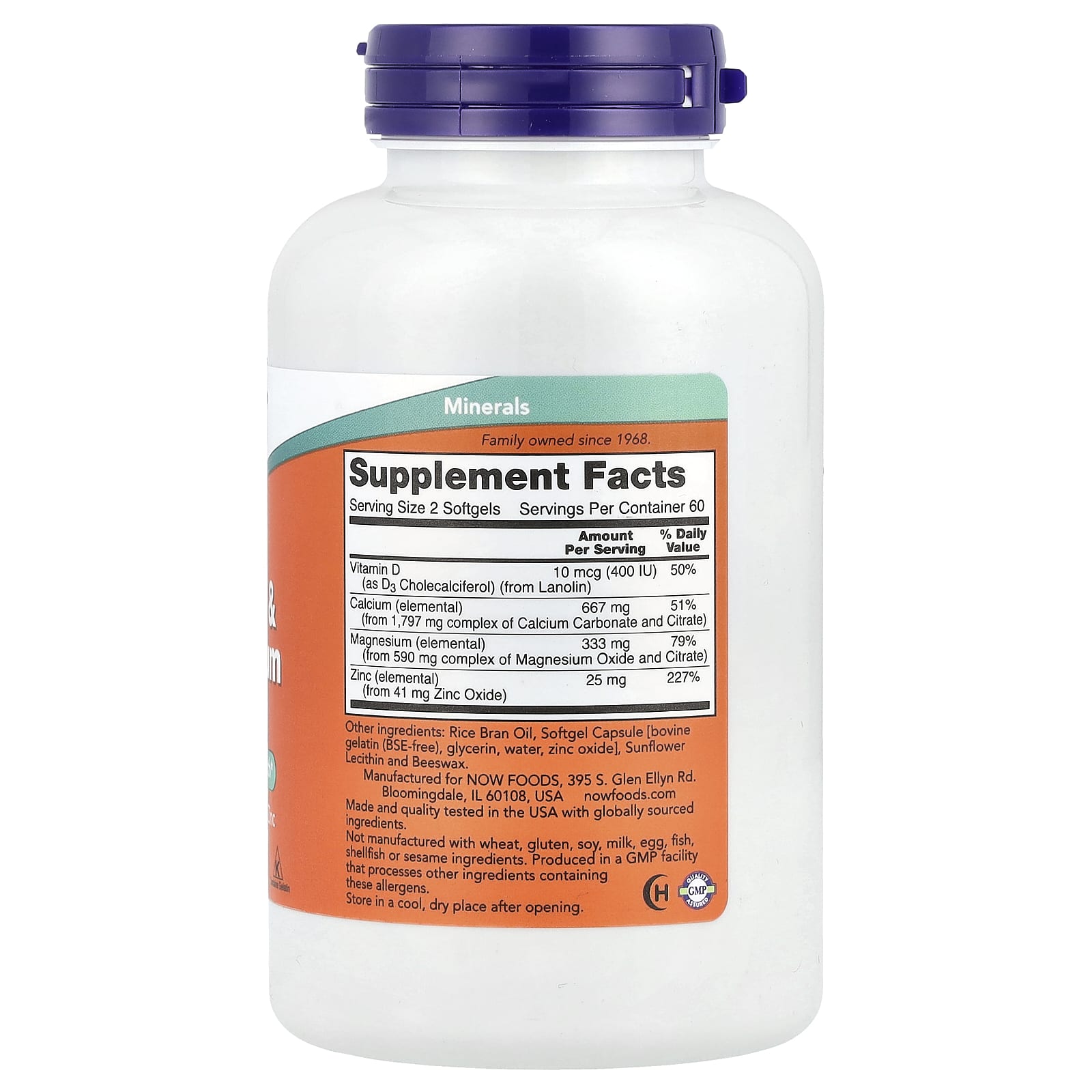 NOW Foods, Calcium & Magnesium with Vitamin D3 and Zinc, 120 Softgels