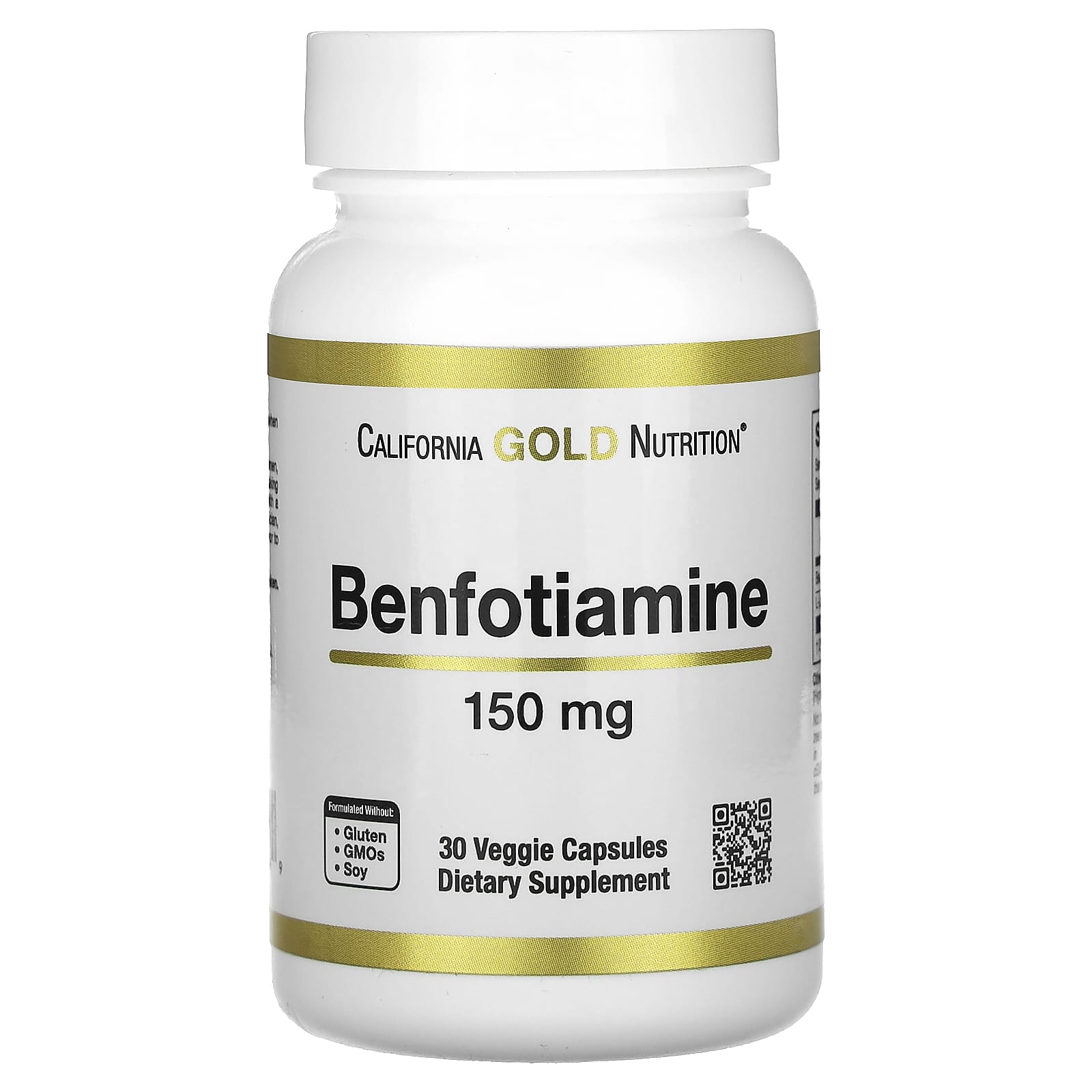 California Gold Nutrition, Benfotiamine with L-Leucine, 150 mg, 30 Veggie Capsules