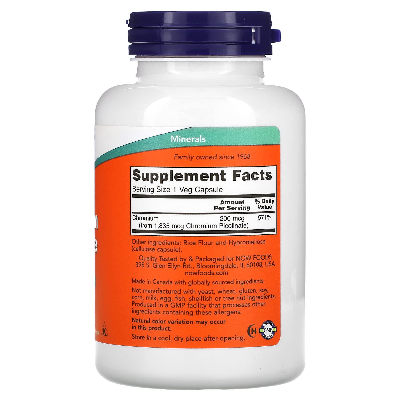 NOW Foods, Chromium Picolinate, 200 mcg, 250 Veg Capsules
