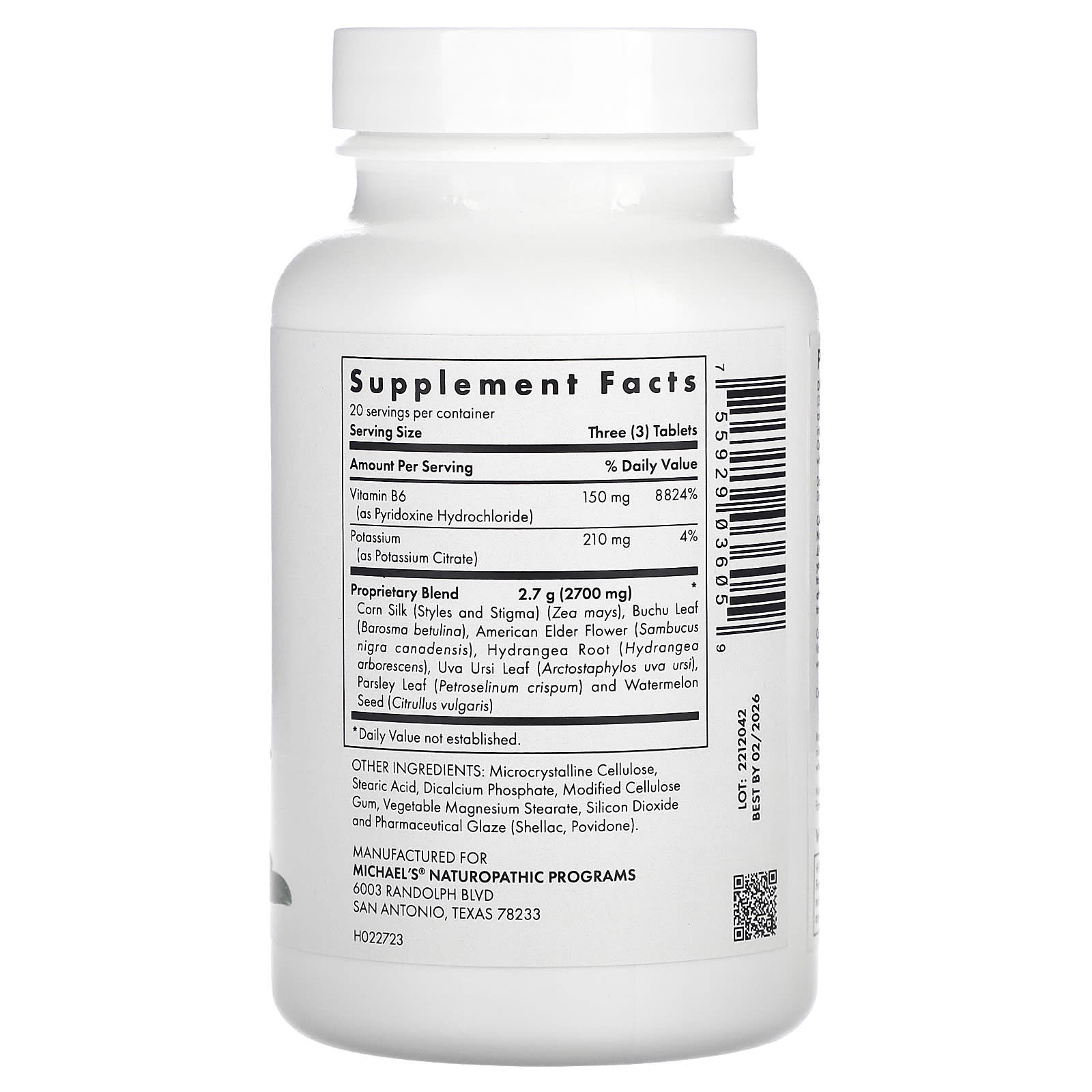 Michael's Health, Water Balance Factors, 60 Vegetarian Tablets